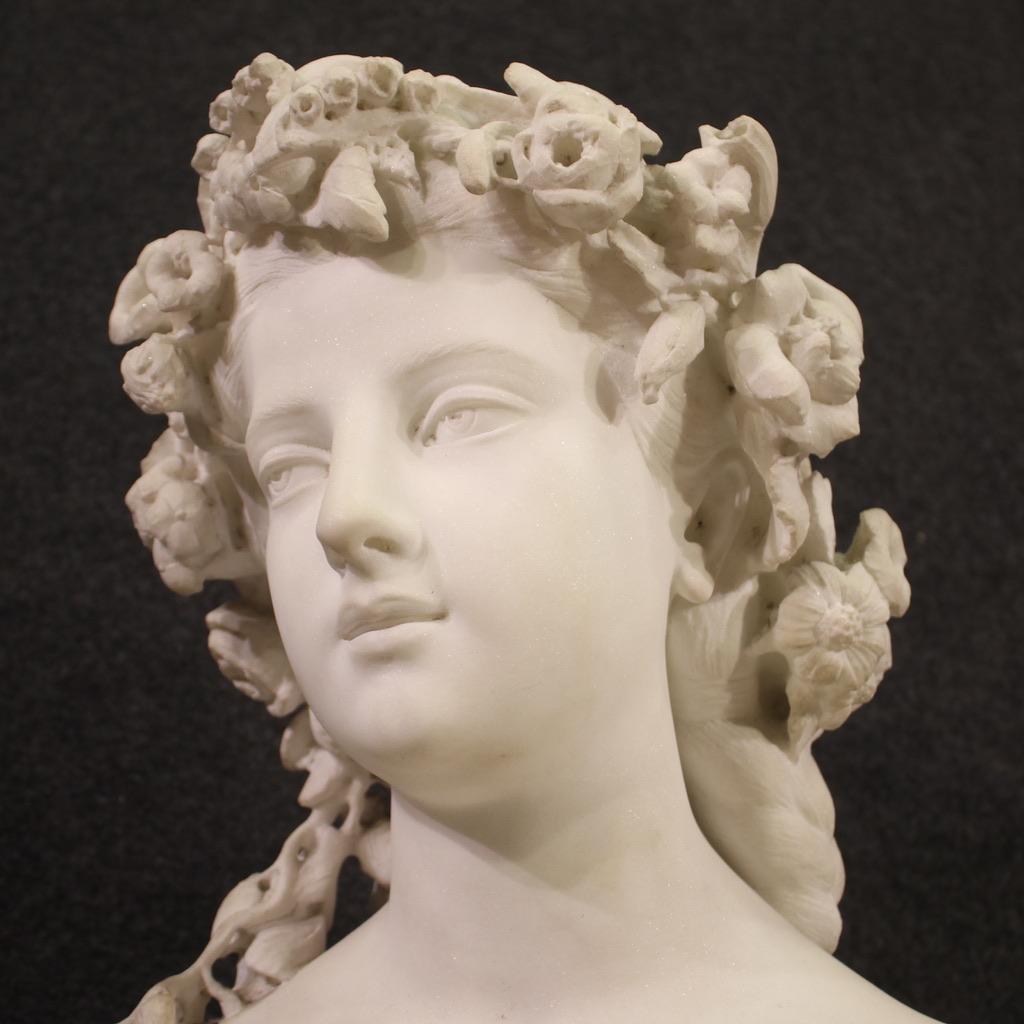 19th Century Marble Signed A. Bottinelli Italian Antique Bust Sculpture, 1880 1