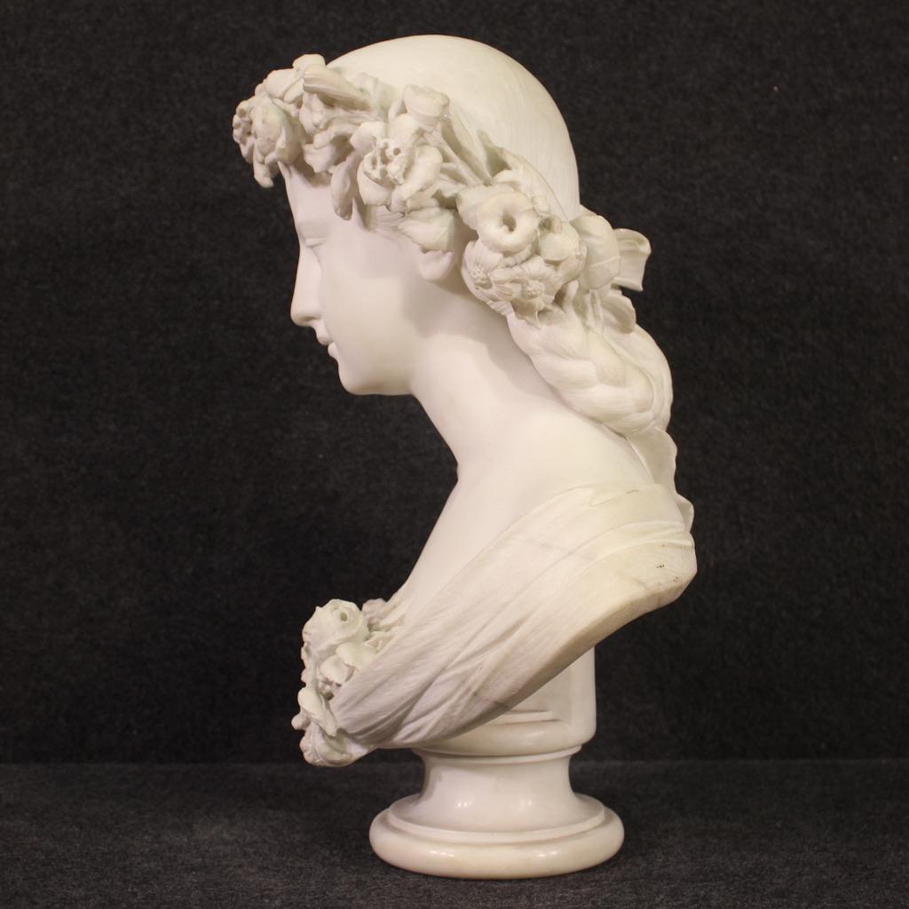 19th Century Marble Signed A. Bottinelli Italian Antique Bust Sculpture, 1880 2