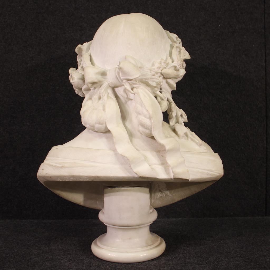 19th Century Marble Signed A. Bottinelli Italian Antique Bust Sculpture, 1880 4