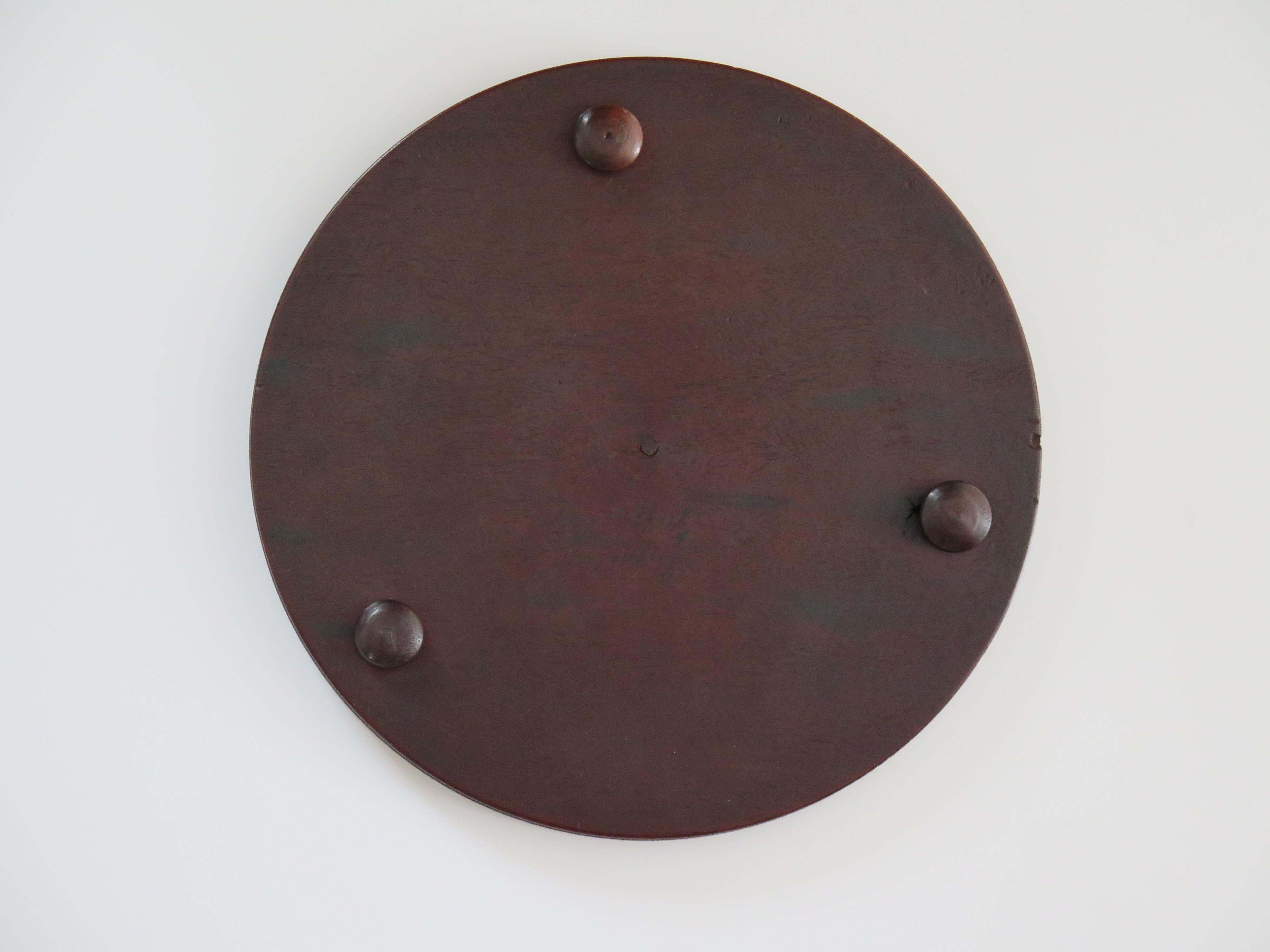 19th C. Marble Solitaire Game large diameter Hardwood Board and 33 agate marbles 7