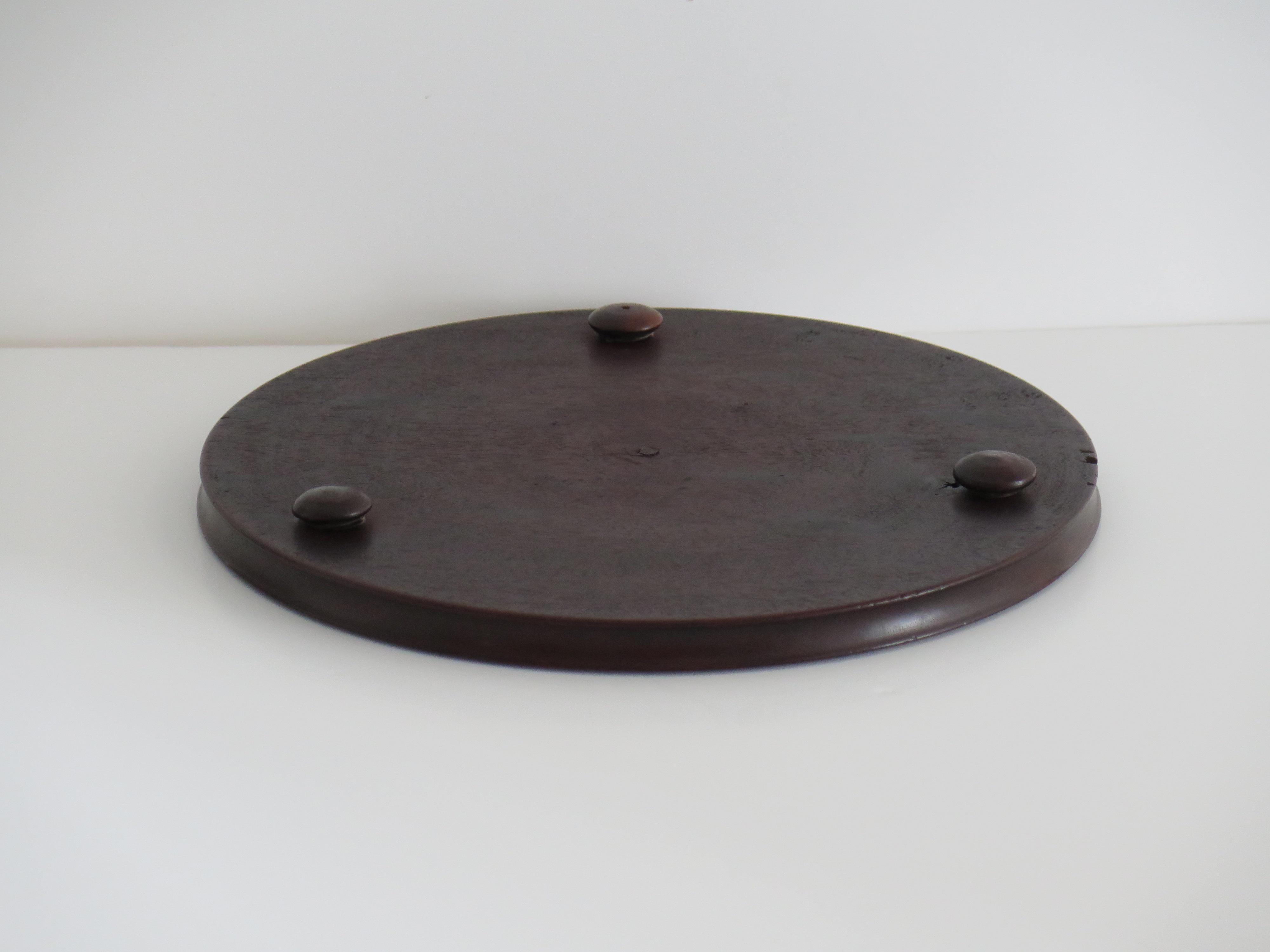 19th C. Marble Solitaire Game large diameter Hardwood Board and 33 agate marbles 8