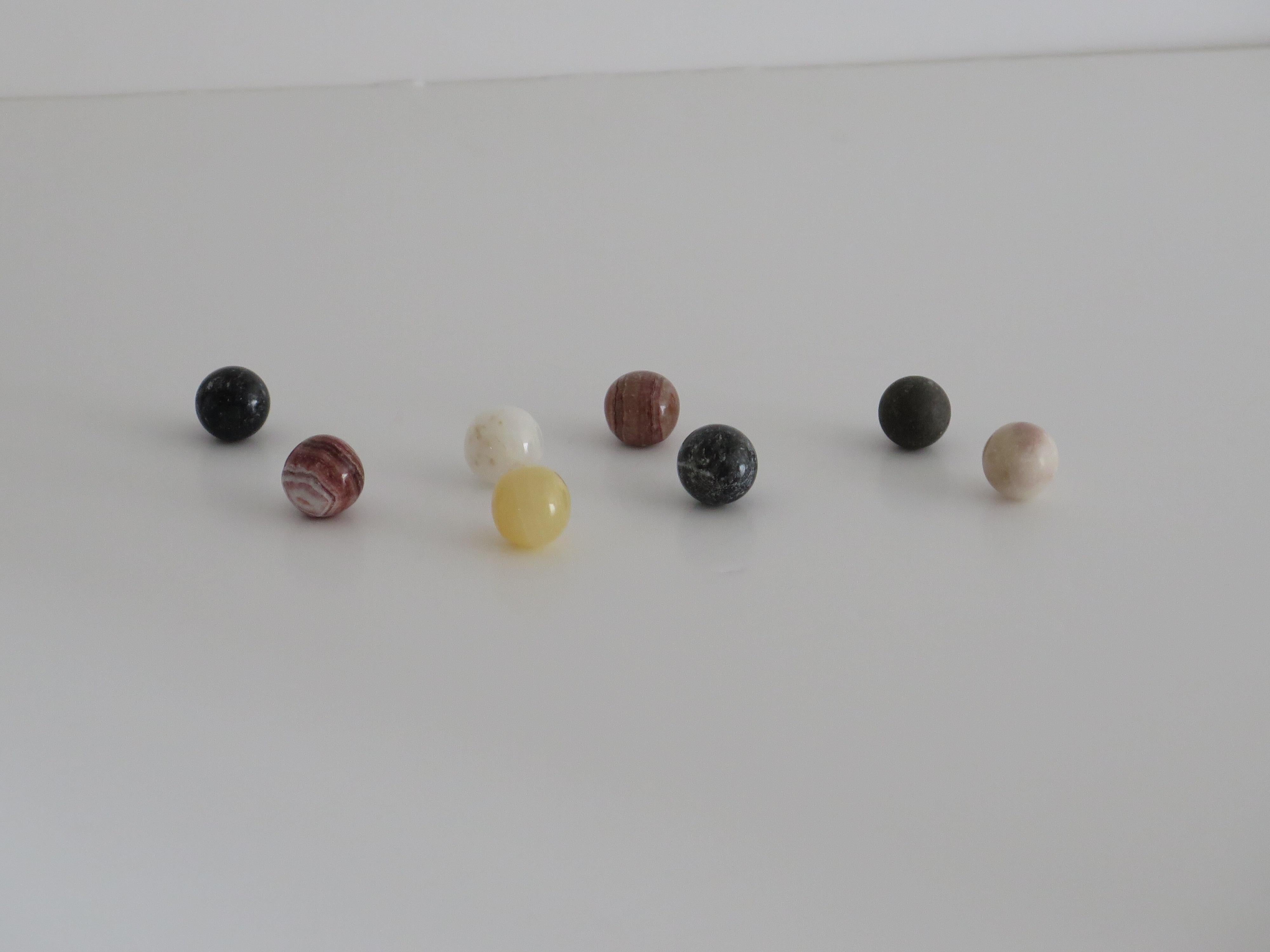 19th C. Marble Solitaire Game large diameter Hardwood Board and 33 agate marbles 10