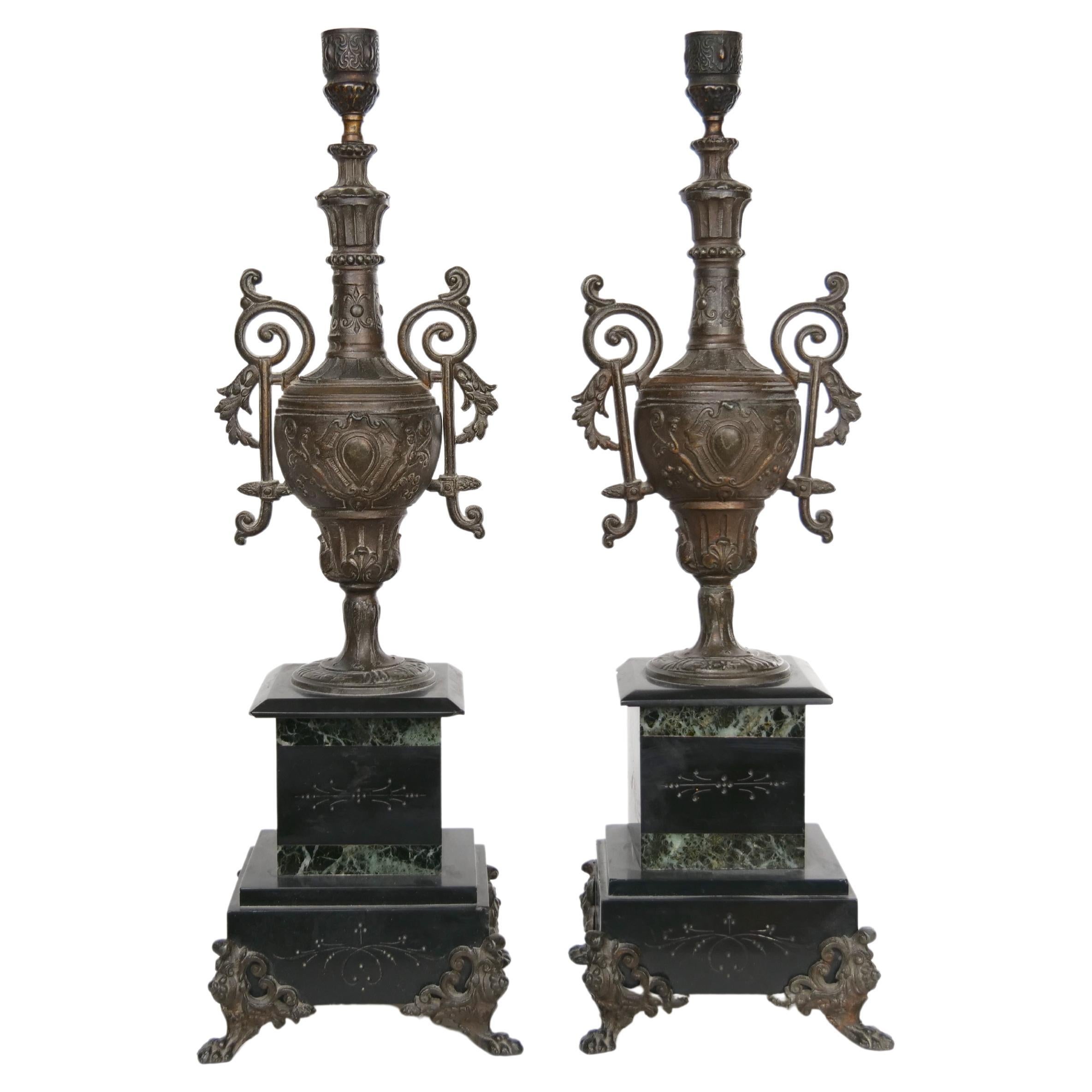 European 19th Century Marble / Spelter Clock Garniture Set
