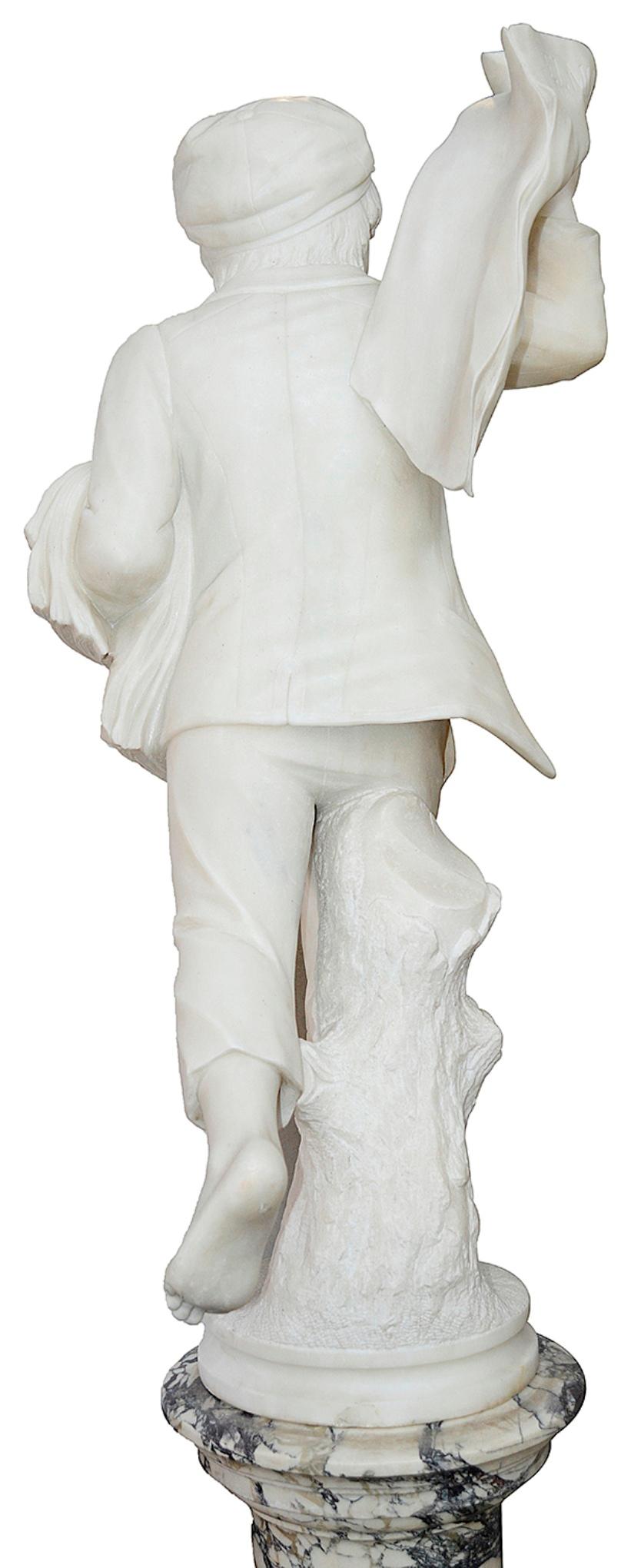 19th Century Marble Statue a Street Seller, by Danini Achille For Sale 1