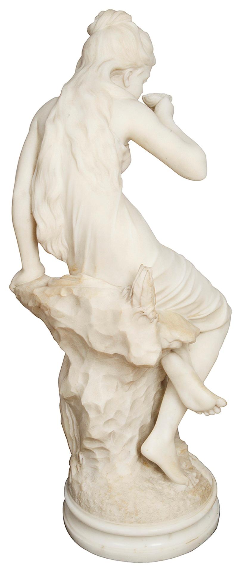 Romantic 19th Century Marble Statue of a Young Girl, by Orazio Andreoni
