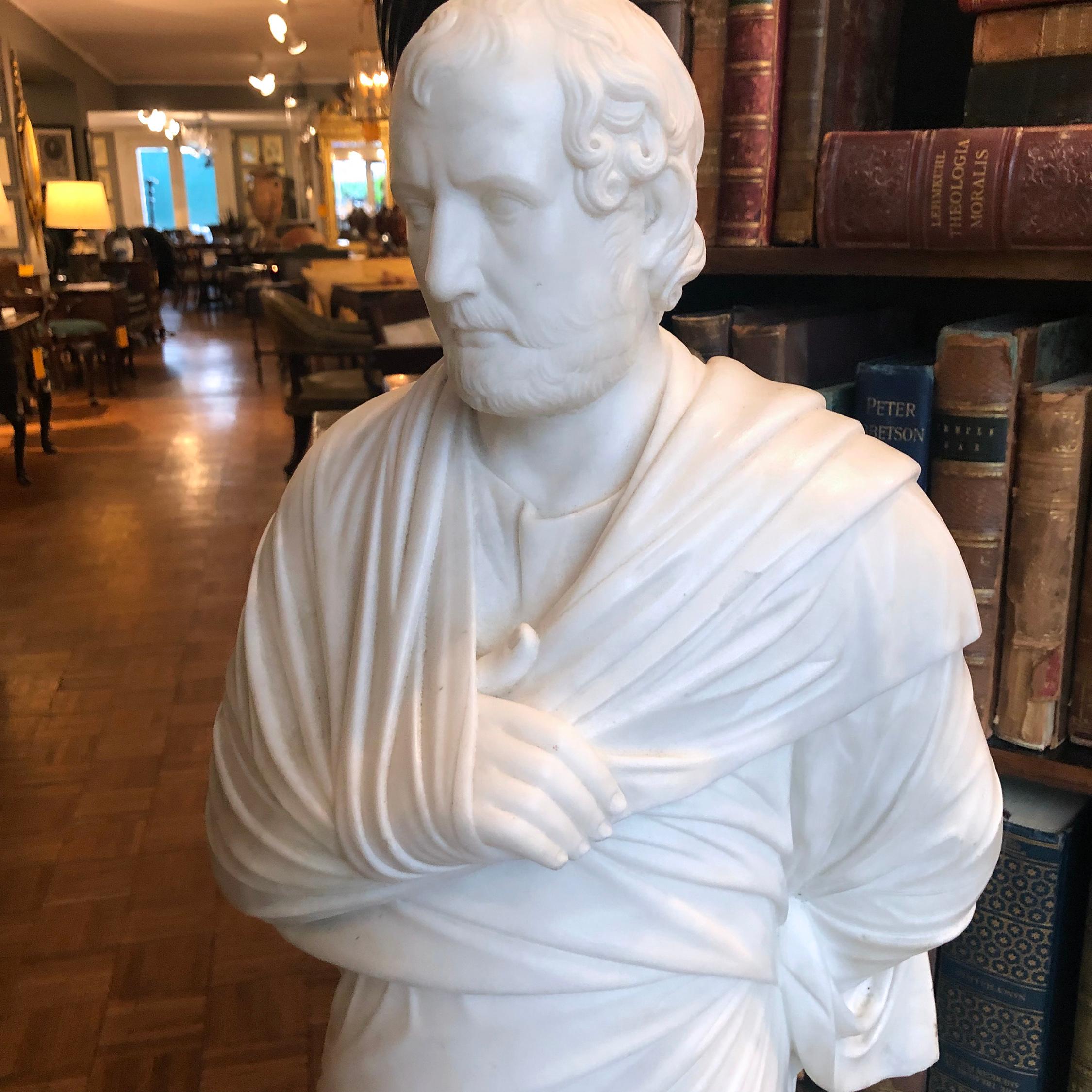 Neoclassical 19th Century Marble Statue of Aristedes, Signed by Giacomo Cali For Sale