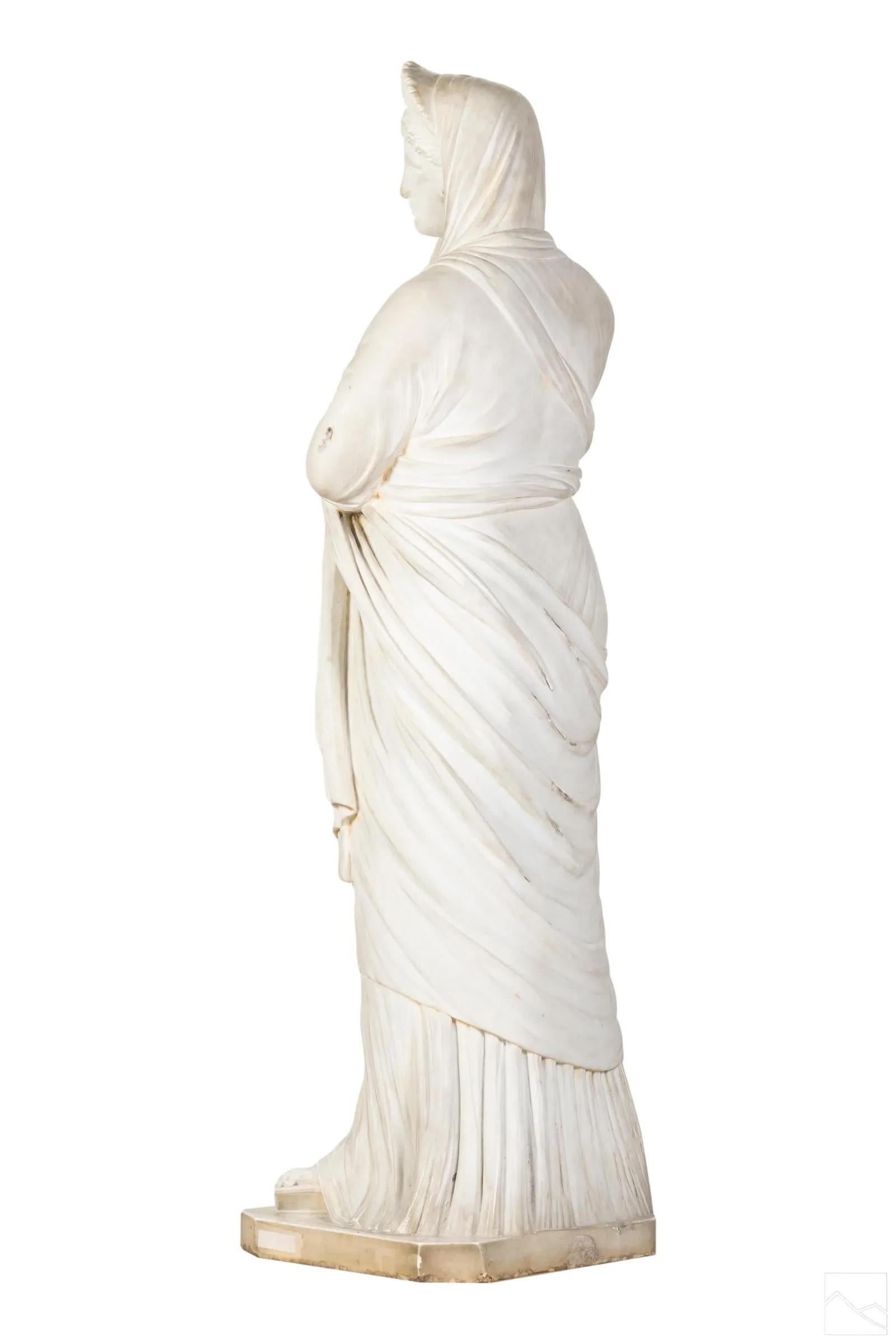 Carved 19th Century Marble Statue of Livia After the Antique For Sale