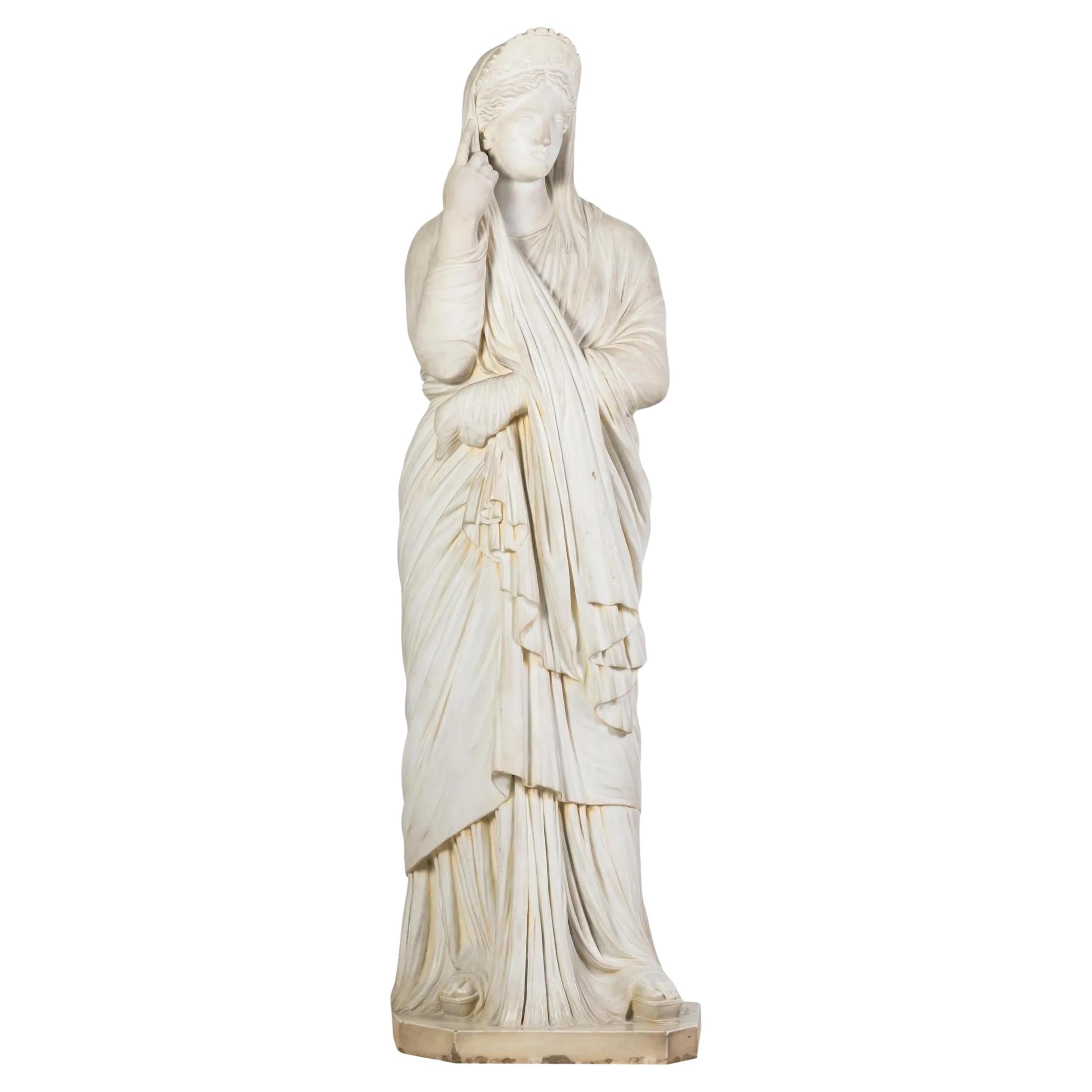 19th Century Marble Statue of Livia After the Antique For Sale