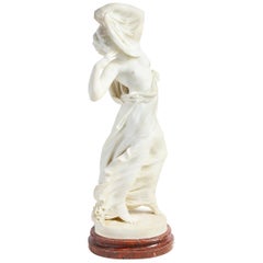 19th Century Marble Statue of Semi Clad Nude by Antonio Giovanni Lanzirotti