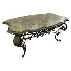 19th Century Marble Table Top with Iron Base