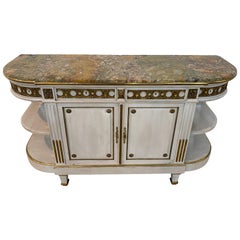 Antique 19th Century Marble Top and Bronze Ormolu-Mounted Credenza by E. Poteau, Paris