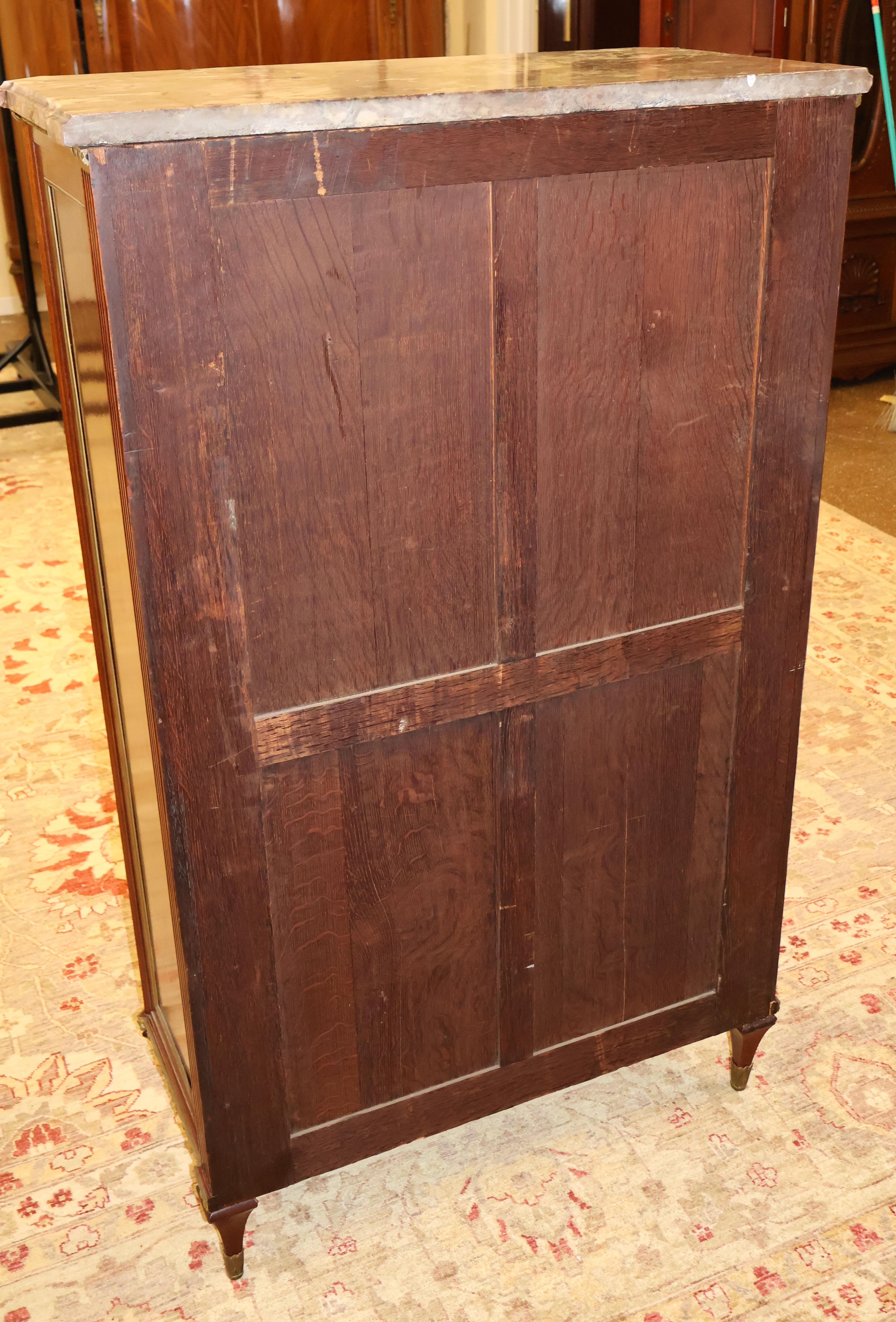 19th Century Marble Top Bronze & Plum Pudding Mahogany Cabinet By  L. Cueunieres For Sale 9