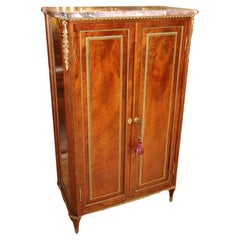 Used 19th Century Marble Top Bronze & Plum Pudding Mahogany Cabinet By  L. Cueunieres