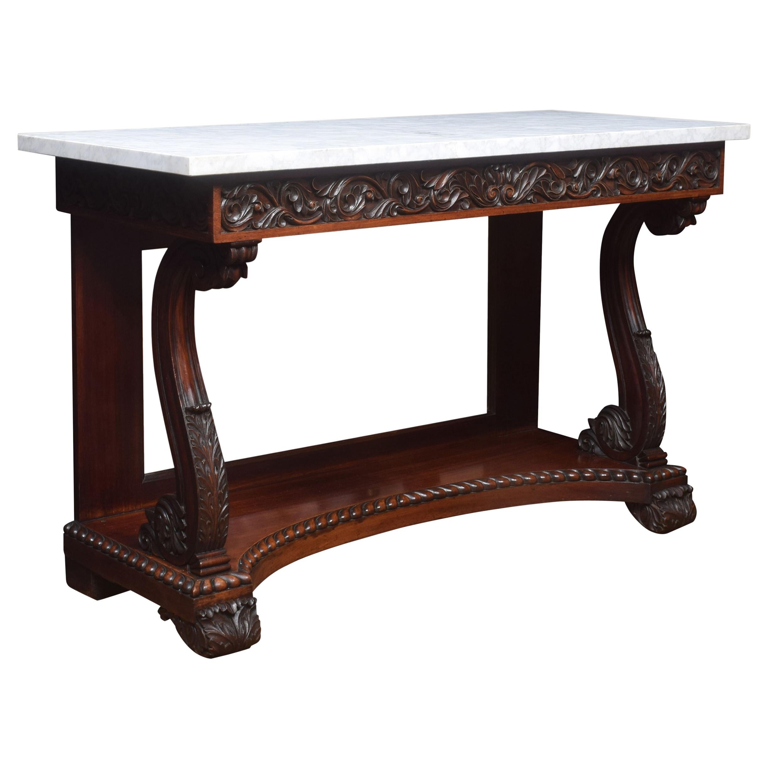 Table console à plateau de marbre du 19e siècle