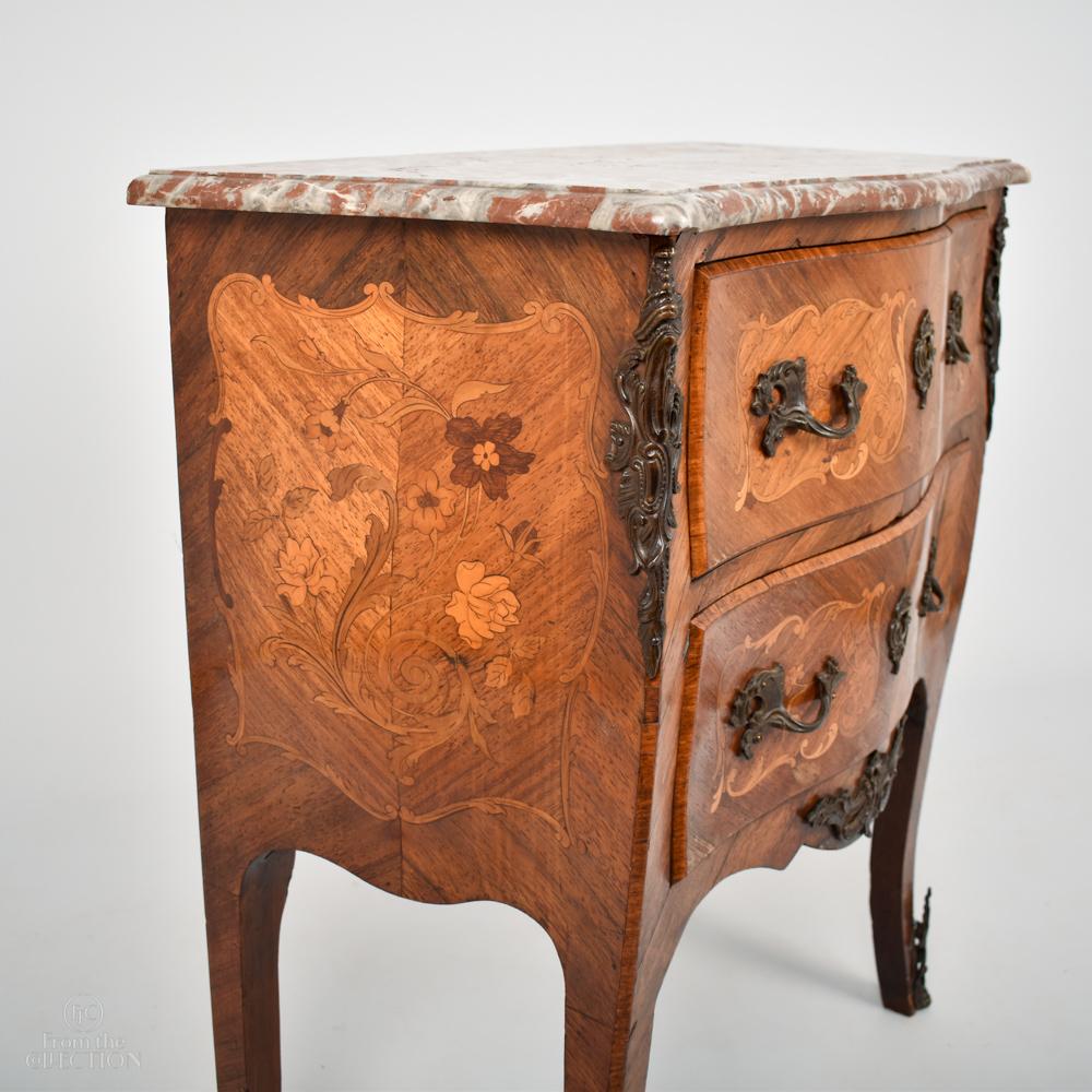 Gilt 19th Century Marble Top French Commode For Sale