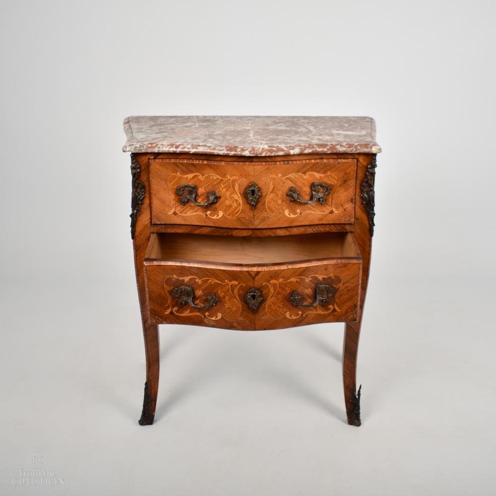 Bronze 19th Century Marble Top French Commode For Sale