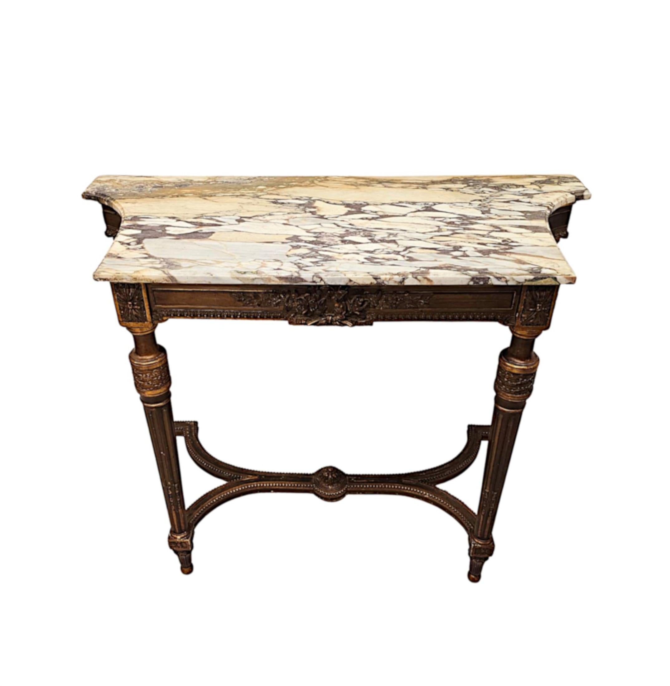 19th Century Marble Top Giltwood Console Table In Good Condition For Sale In Dublin, IE
