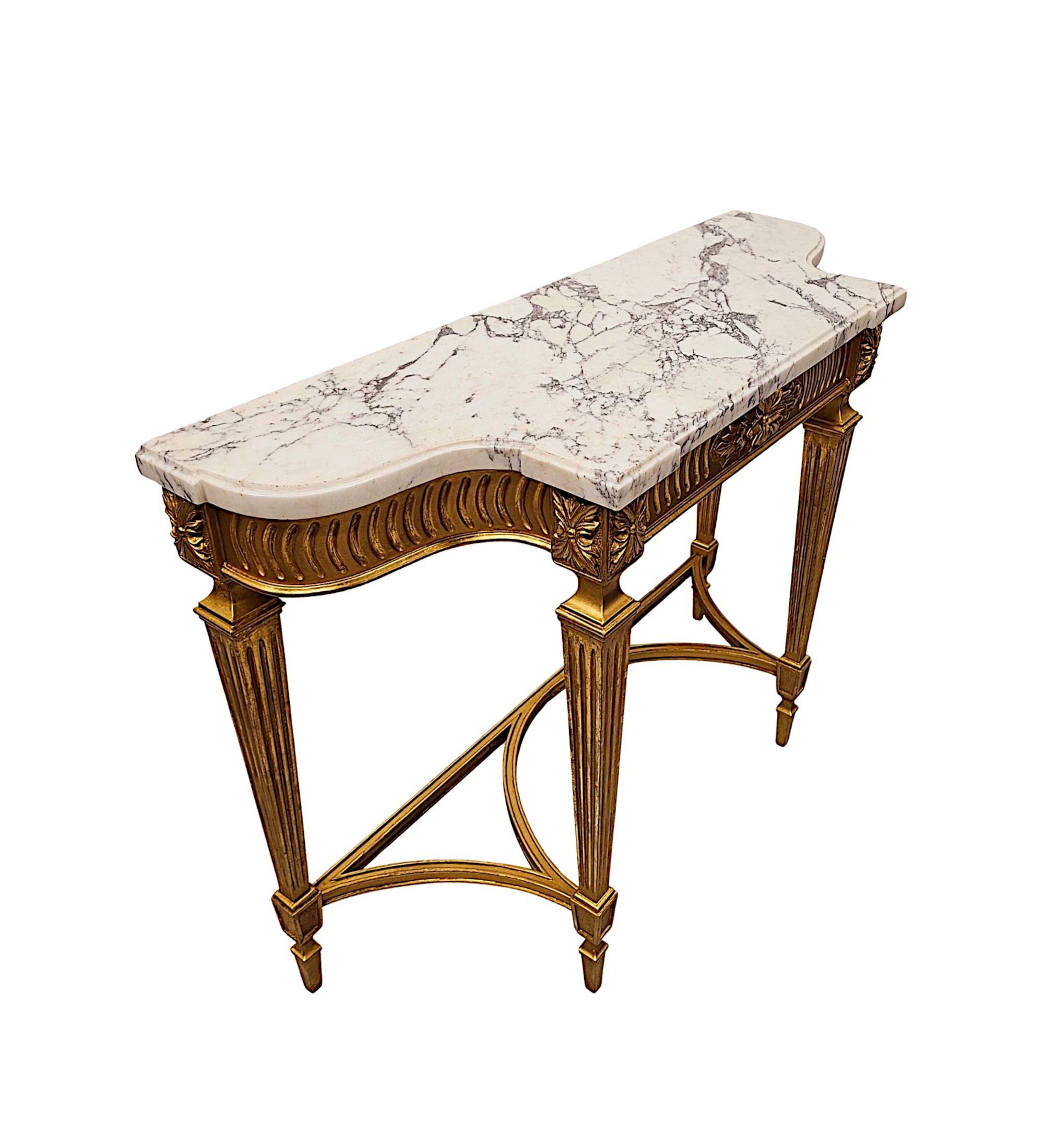 Table console en bois doré à plateau de marbre du 19e siècle Bon état - En vente à Dublin, IE
