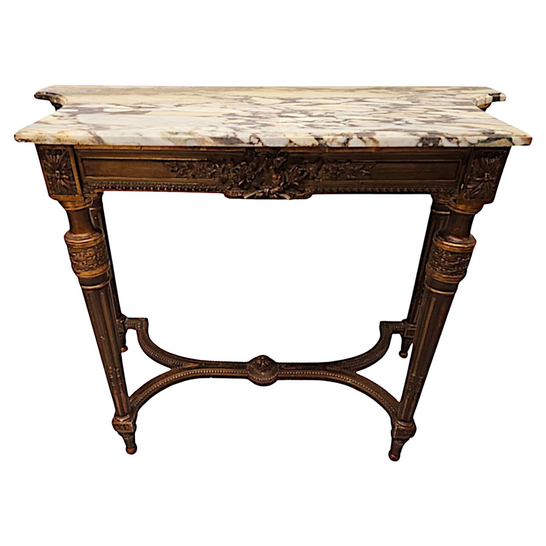 19. Jahrhundert Marmorplatte Giltwood Konsolentisch