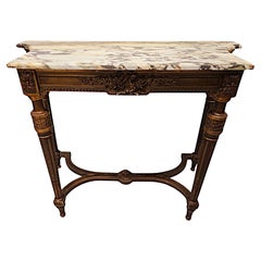 Antique 19th Century Marble Top Giltwood Console Table