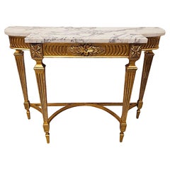Antique 19th Century Marble Top Giltwood Console Table