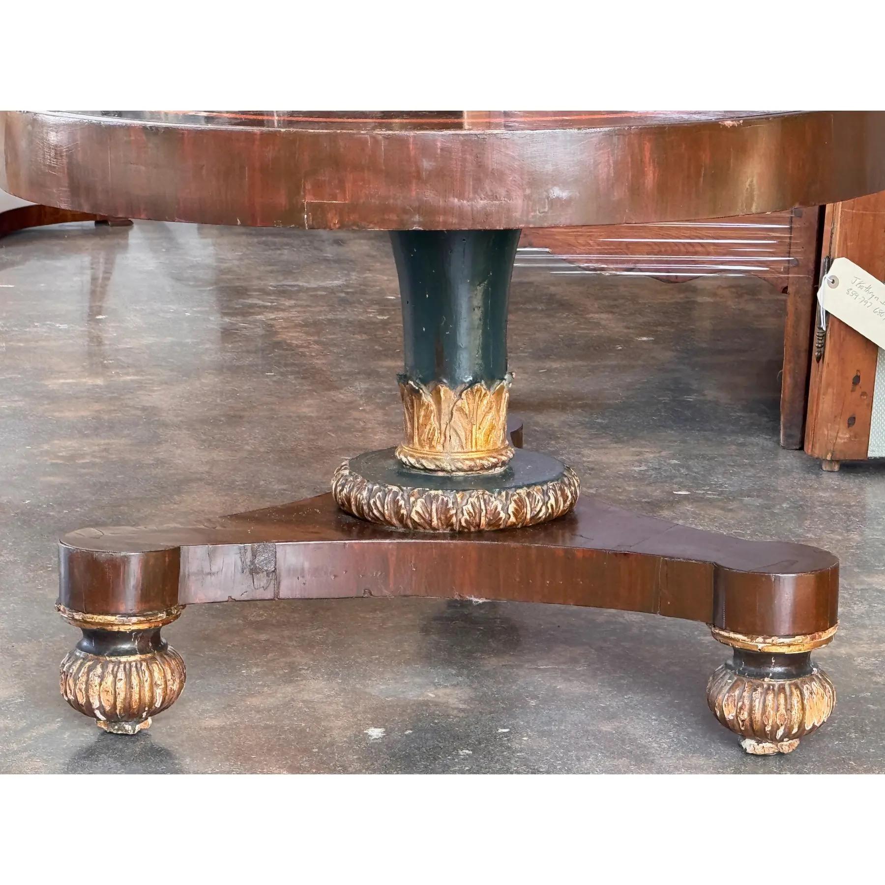 19th Century Marble Top Gueridon Table With Carved Gilt Accents In Good Condition For Sale In Charlottesville, VA