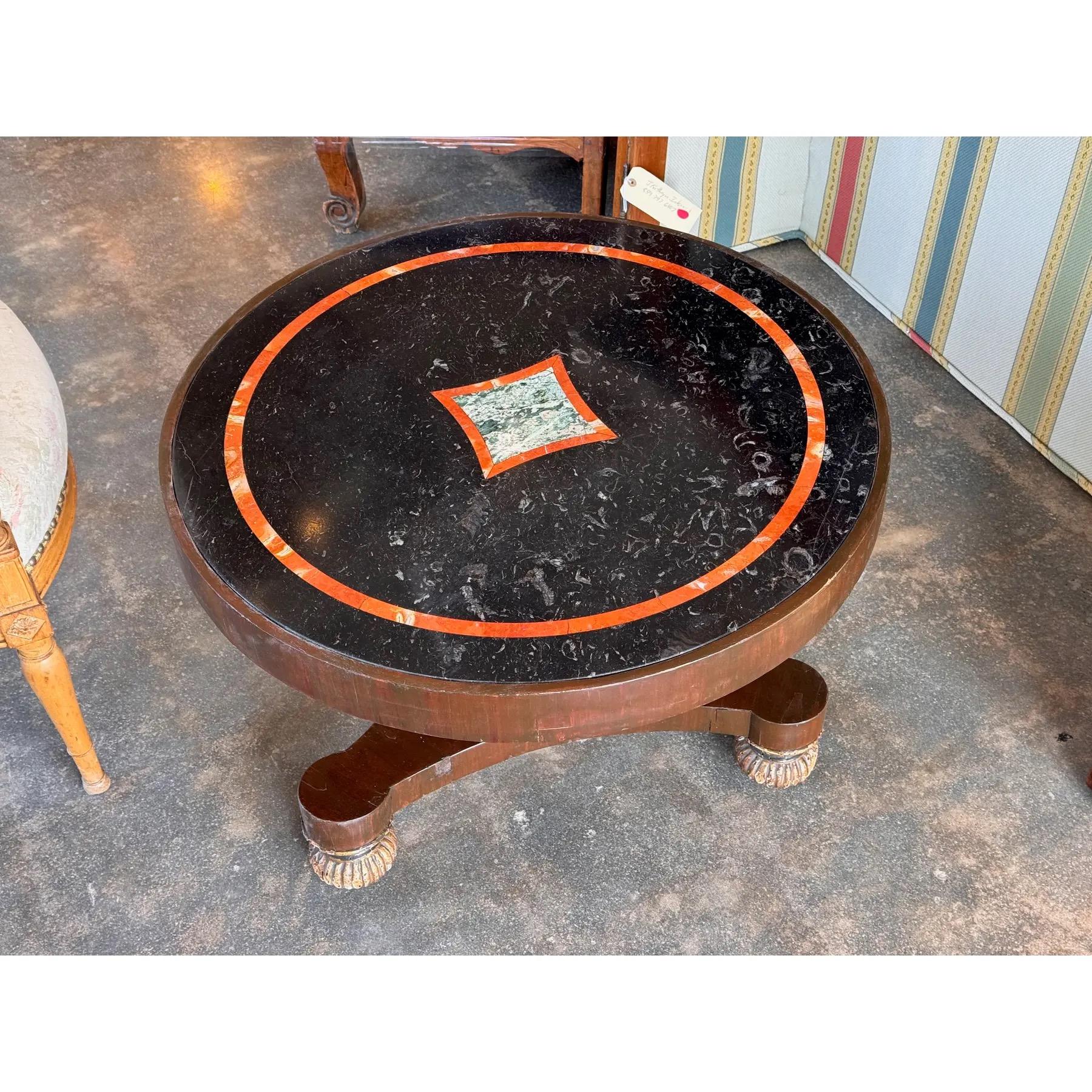 19th Century Marble Top Gueridon Table With Carved Gilt Accents For Sale 2