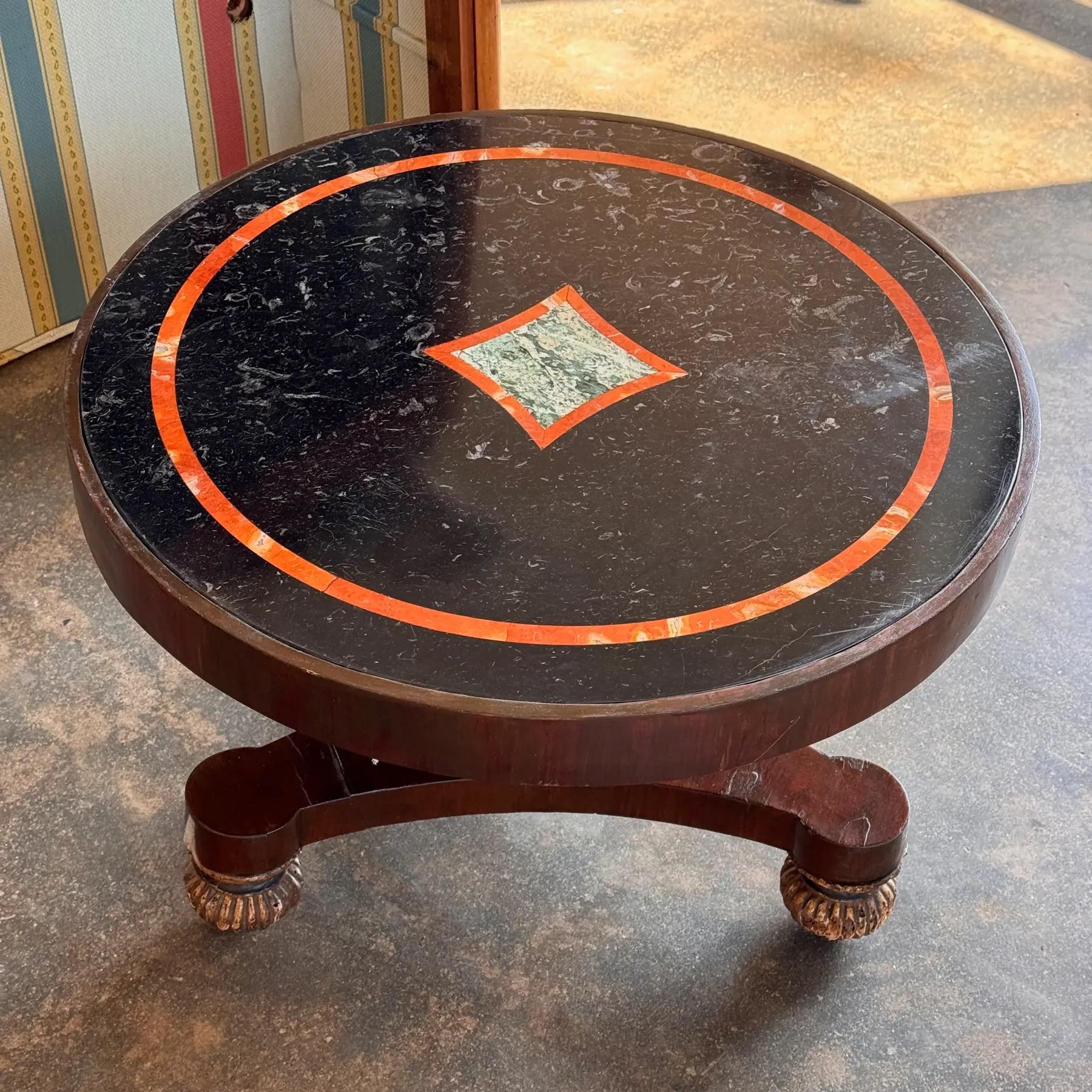19th Century Marble Top Gueridon Table With Carved Gilt Accents For Sale 3