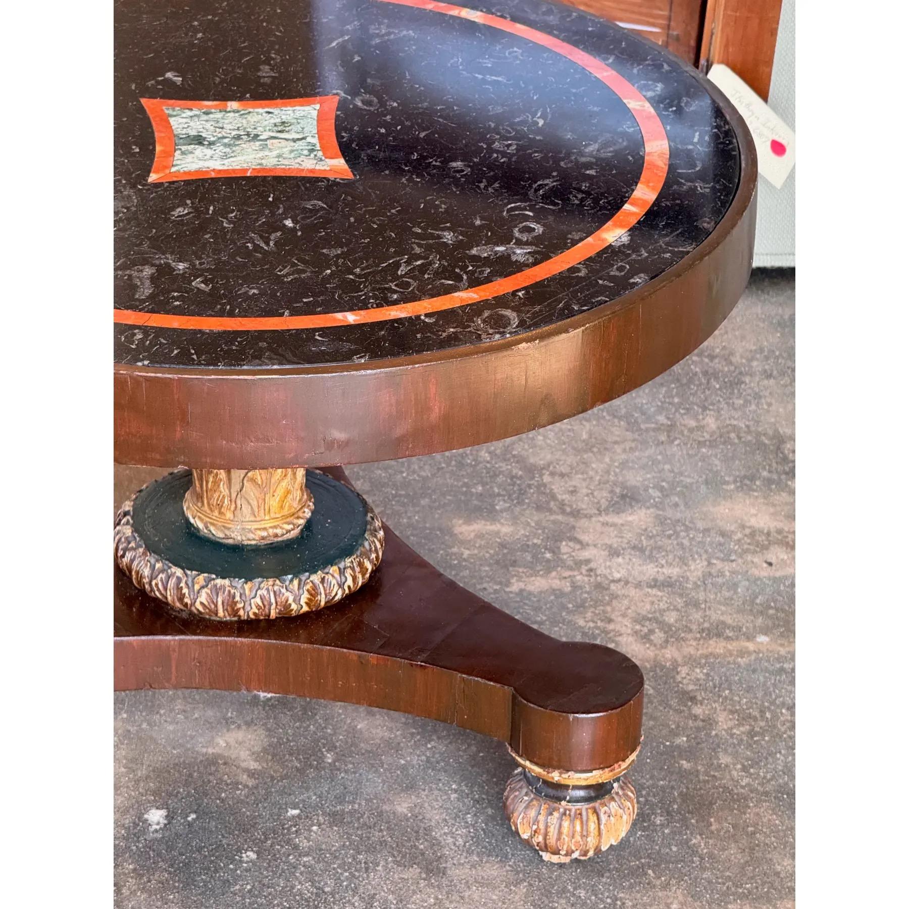 19th Century Marble Top Gueridon Table With Carved Gilt Accents For Sale 4