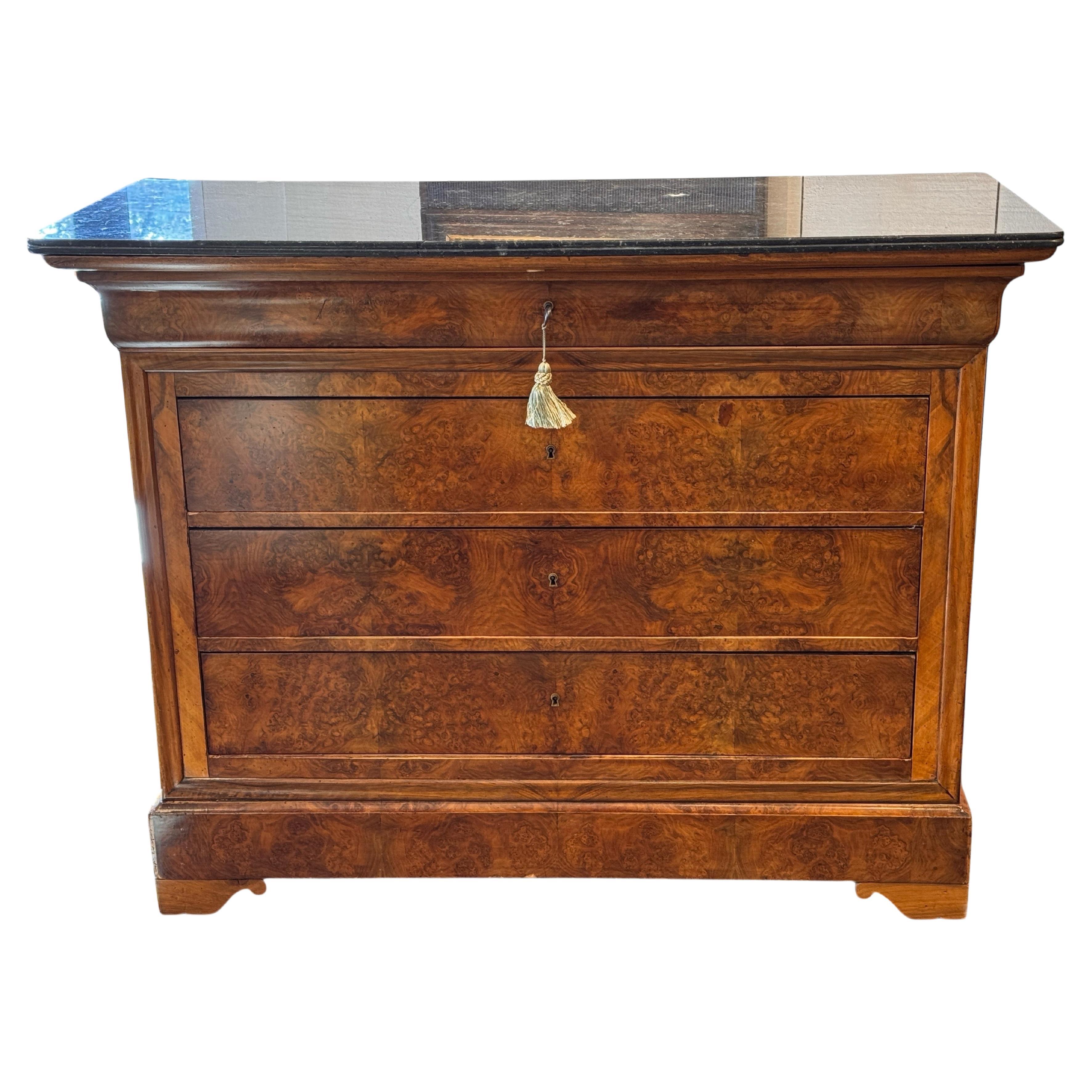 19th Century Marble Top Louis Philippe Chest en venta