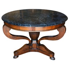 19th Century Marble-Top Mahogany Circular Center Table
