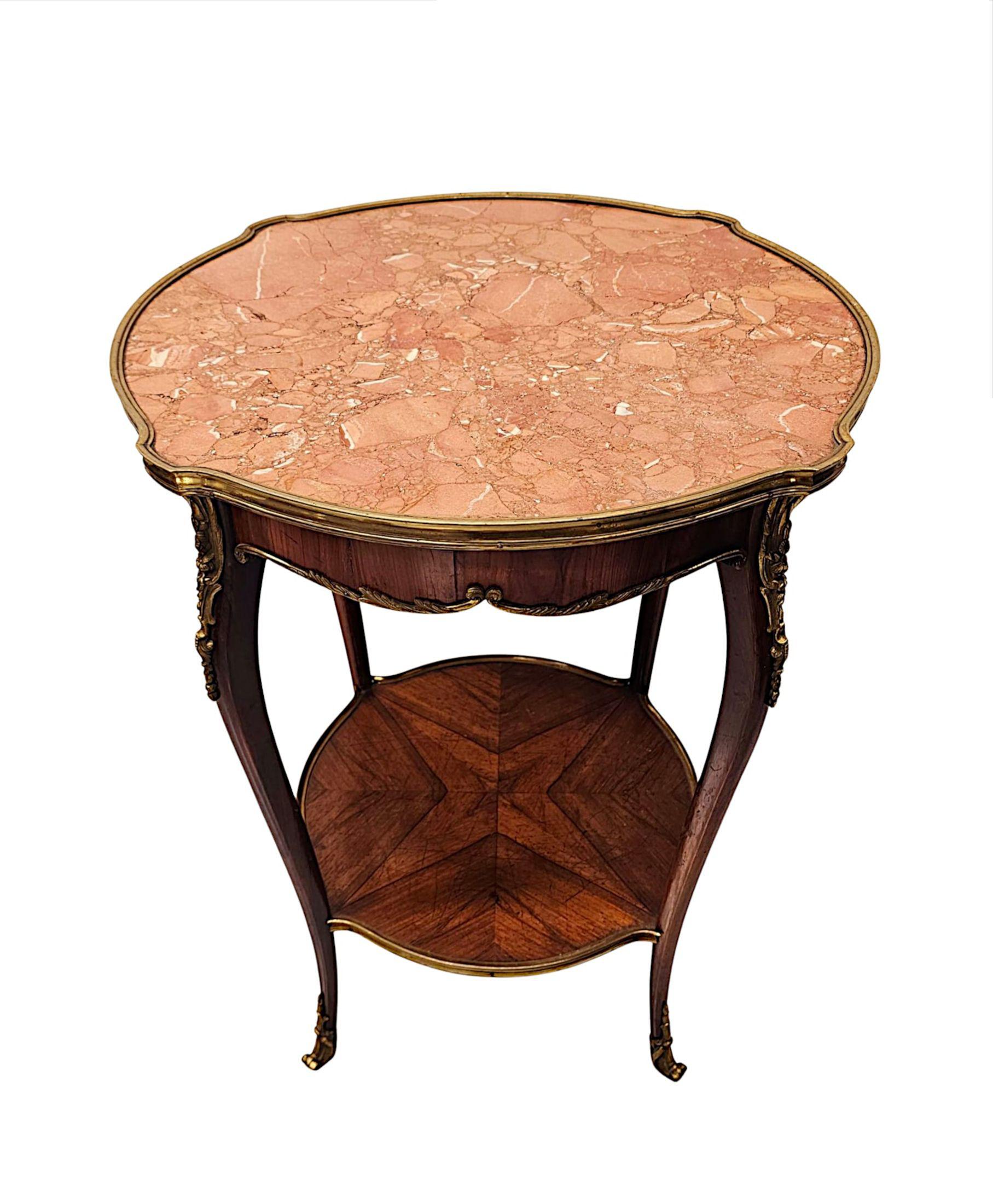 19th Century Marble Top Occasional or Lamp Table With Ormolu Mounts In Good Condition For Sale In Dublin, IE