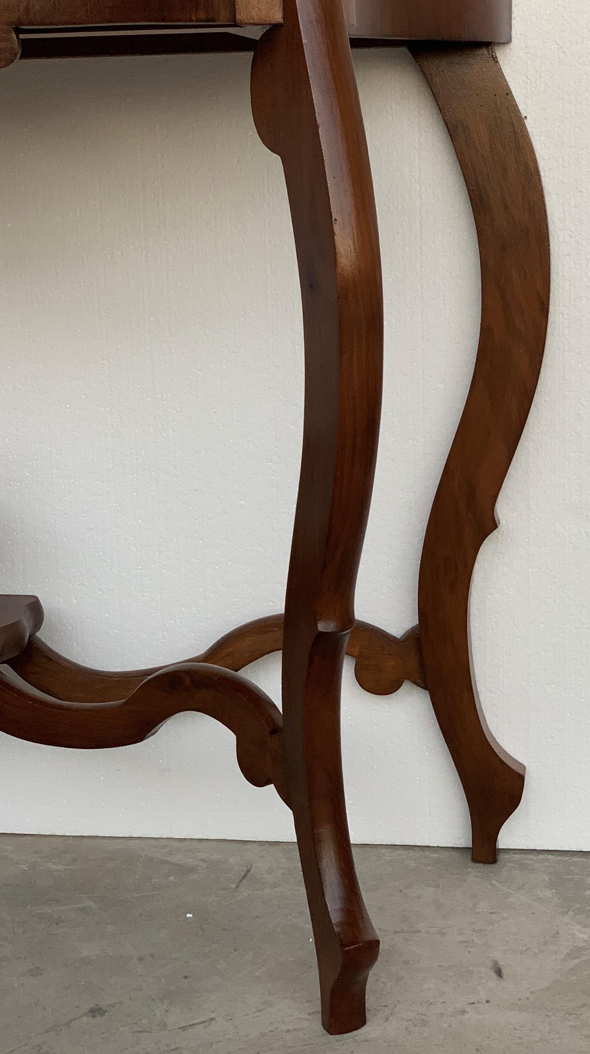 19th Century Marble-Top Walnut Console Table with Drawer 4