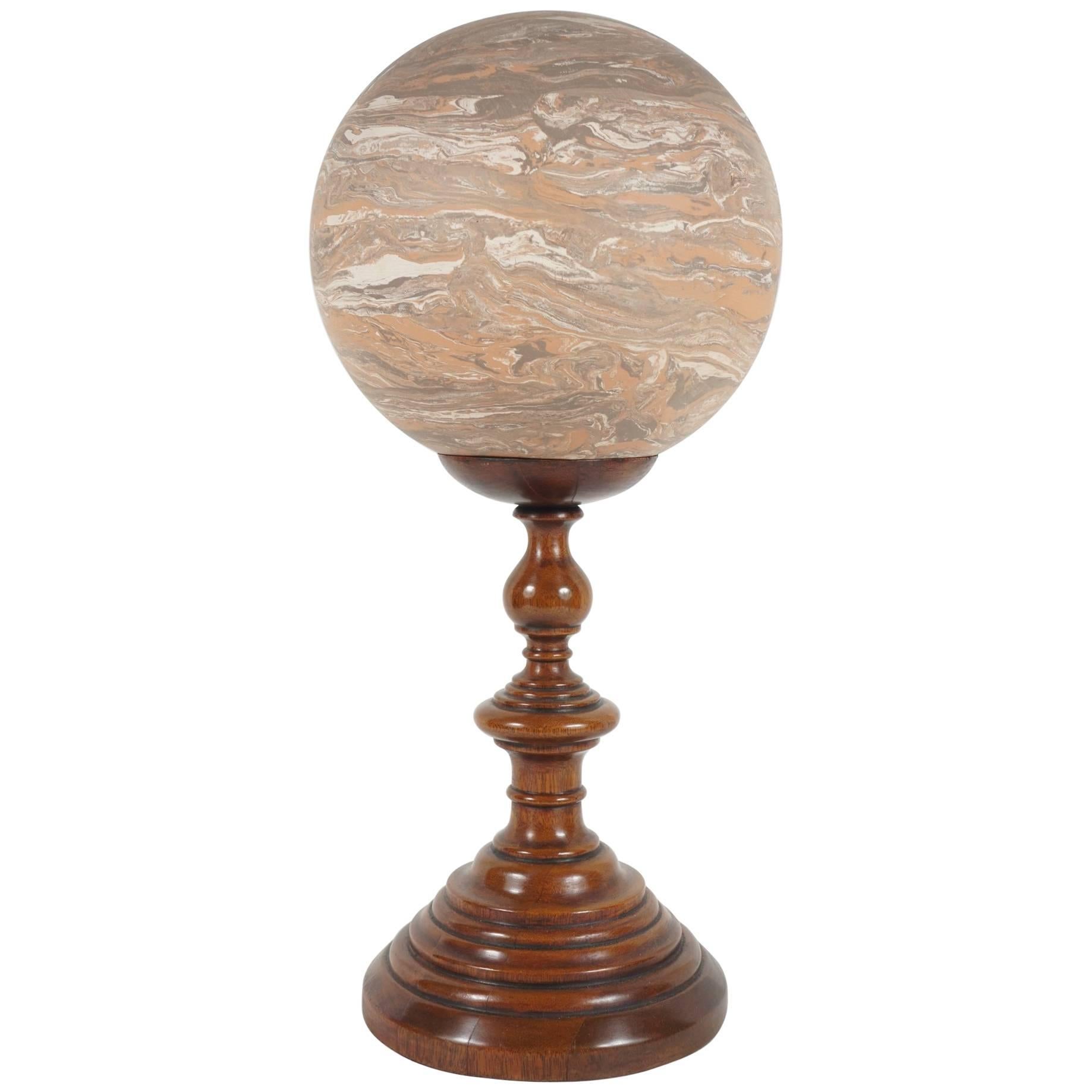 19th Century Marbled Terra Cotta Ball on Stand from the Estate of Bunny Mellon For Sale