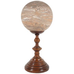19th Century Marbled Terra Cotta Ball on Stand from the Estate of Bunny Mellon