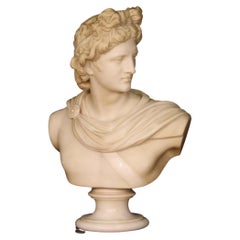 19th Century Marbre Neoclassical Style Italian Sculpture God Apollo, 1880