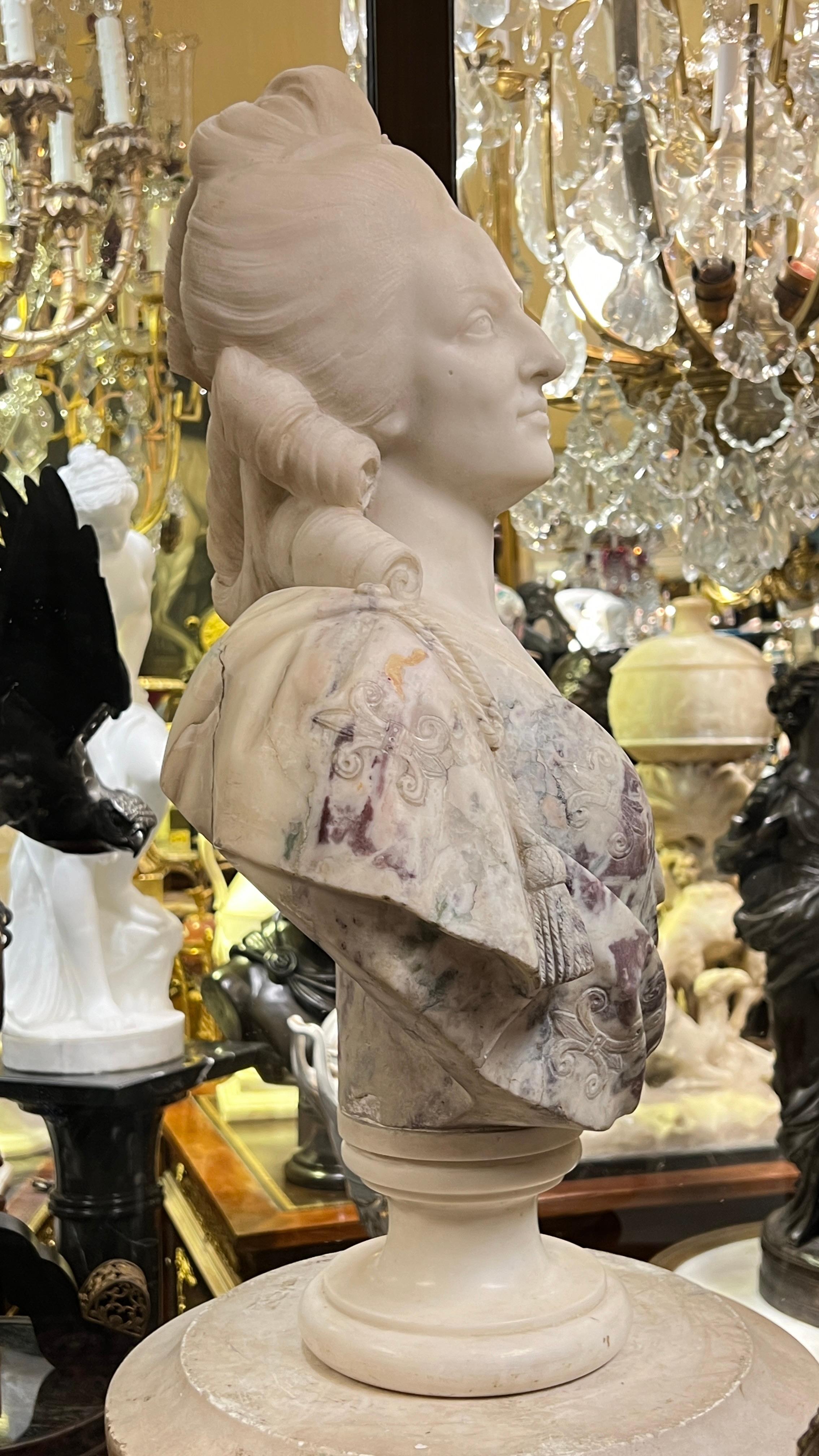 Louis XVI 19th Century Marie Antoinette Marble Bust After Felix Lecomte (1737-1817) For Sale