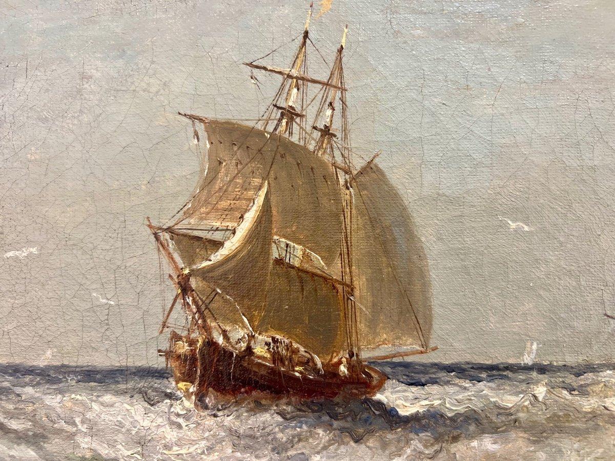 French 19th Century Marine Oil-on-Canvas Painting by Paul Seignon (1820-1890).  For Sale