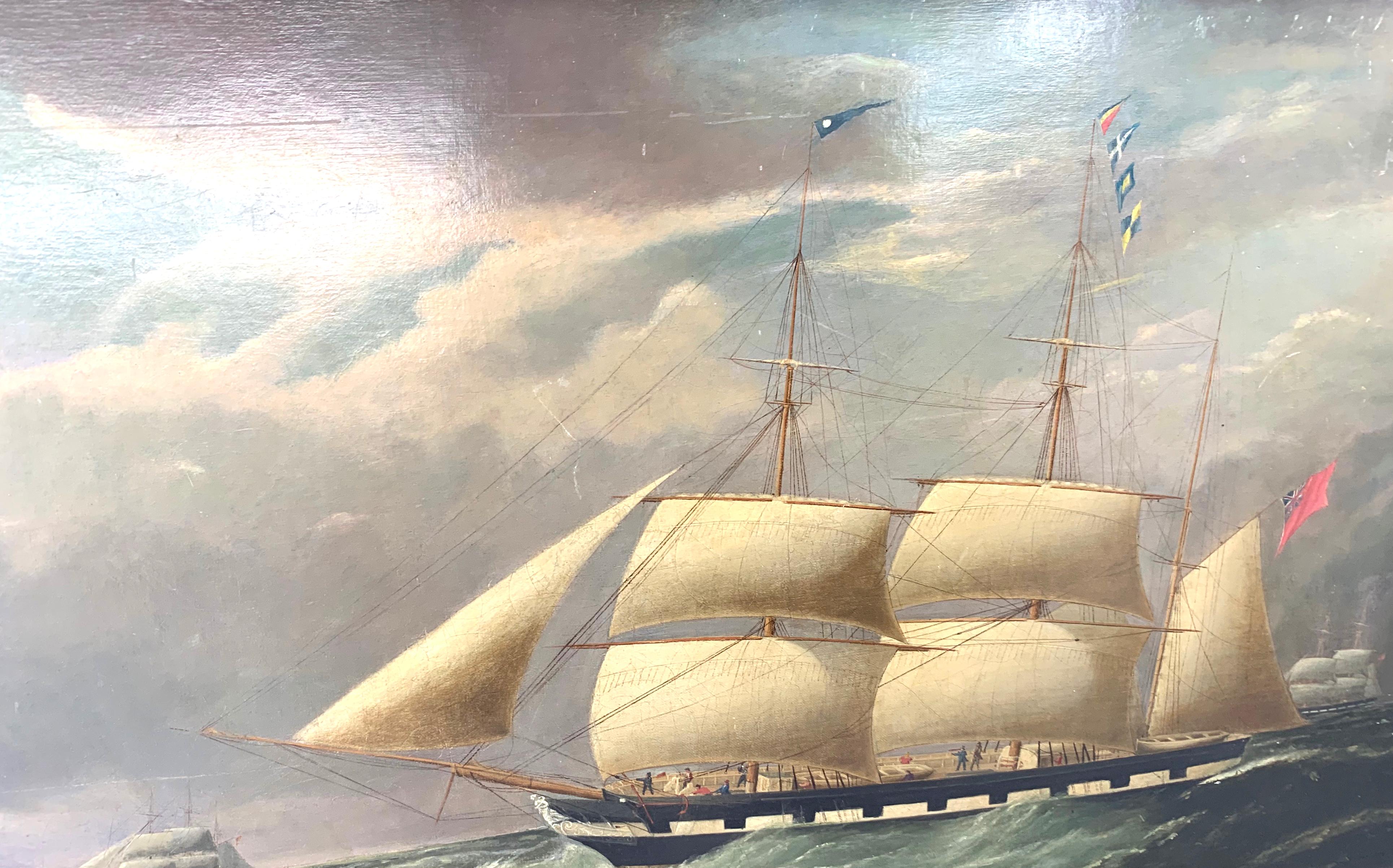 19th Century Maritime Oil on Canvas of a Ship  In Good Condition In London, GB