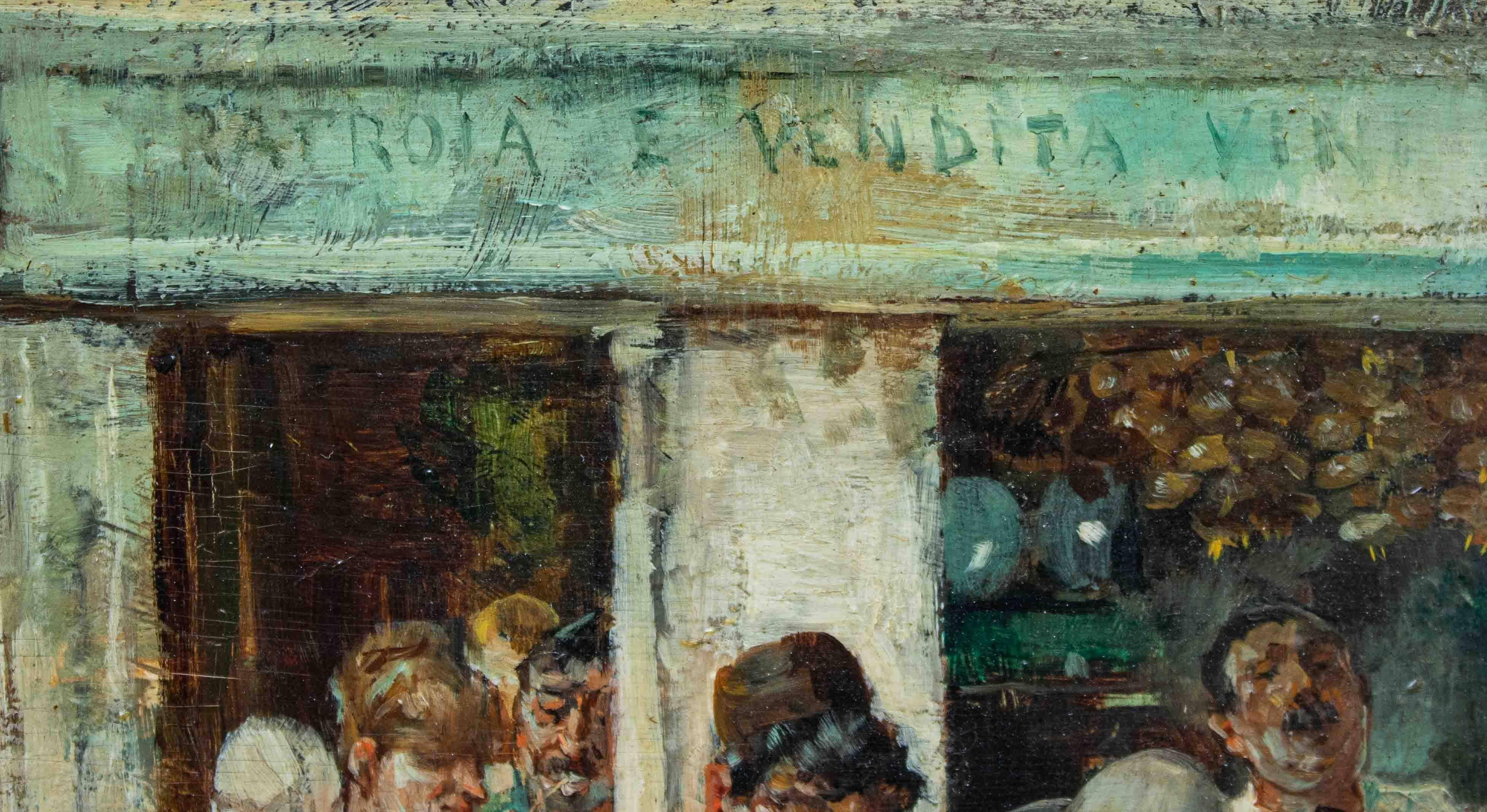 19th Century Market Scene Painting William Henry Pike Oil on Panel 10