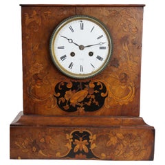 19th Century Marquetry Case Mantel / Desk Clock