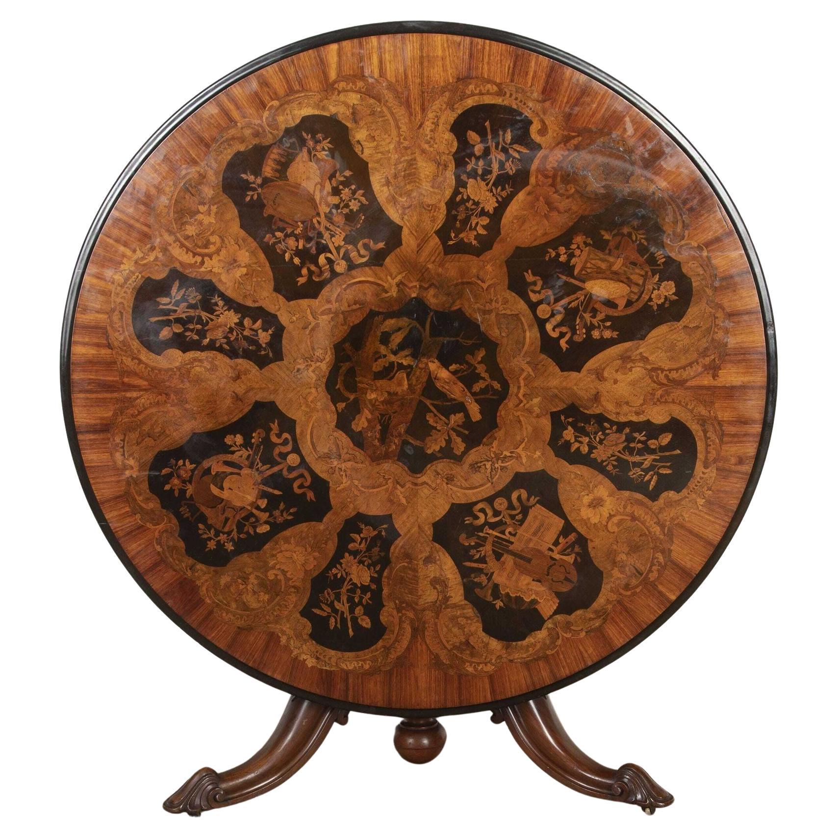 19th Century Marquetry Centre Table For Sale