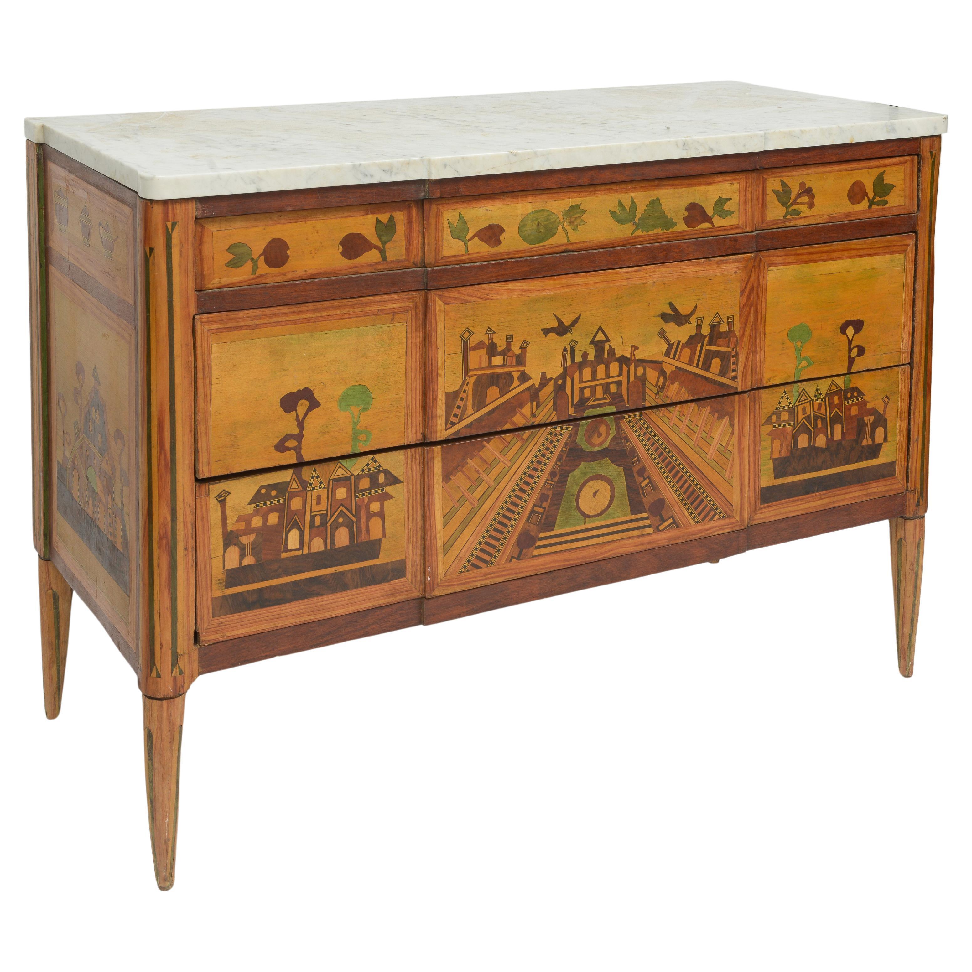 19th Century Marquetry Commode For Sale
