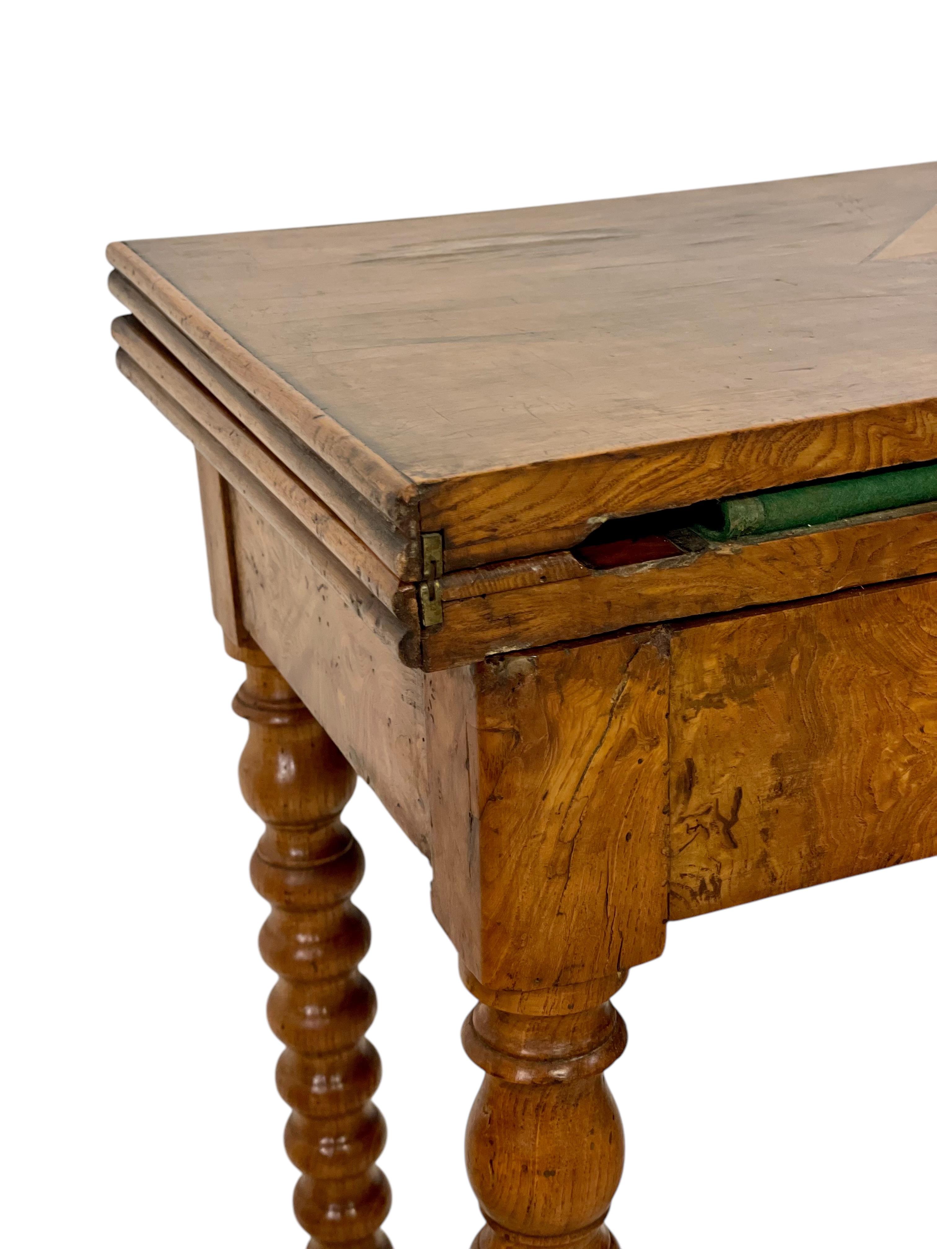 19th Century Marquetry Fold-Over Game Table For Sale 4