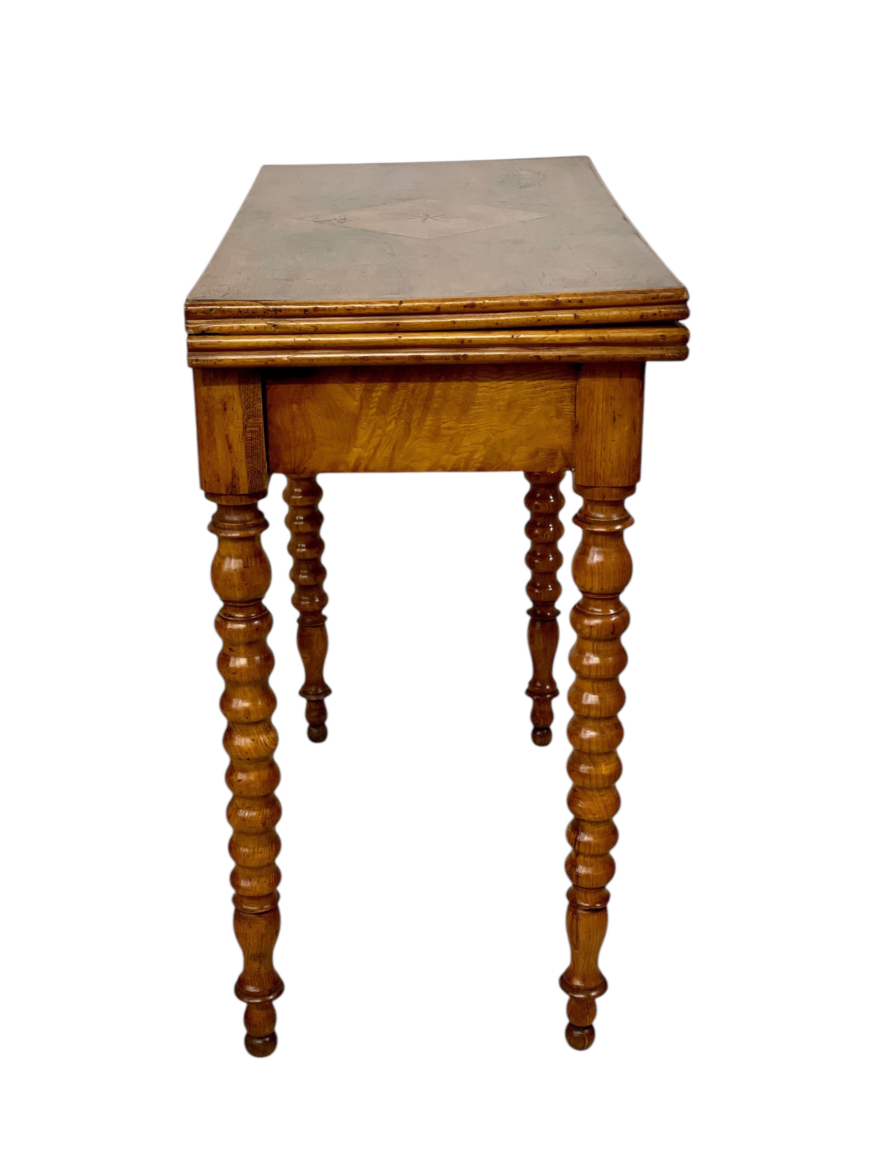 French 19th Century Marquetry Fold-Over Game Table For Sale