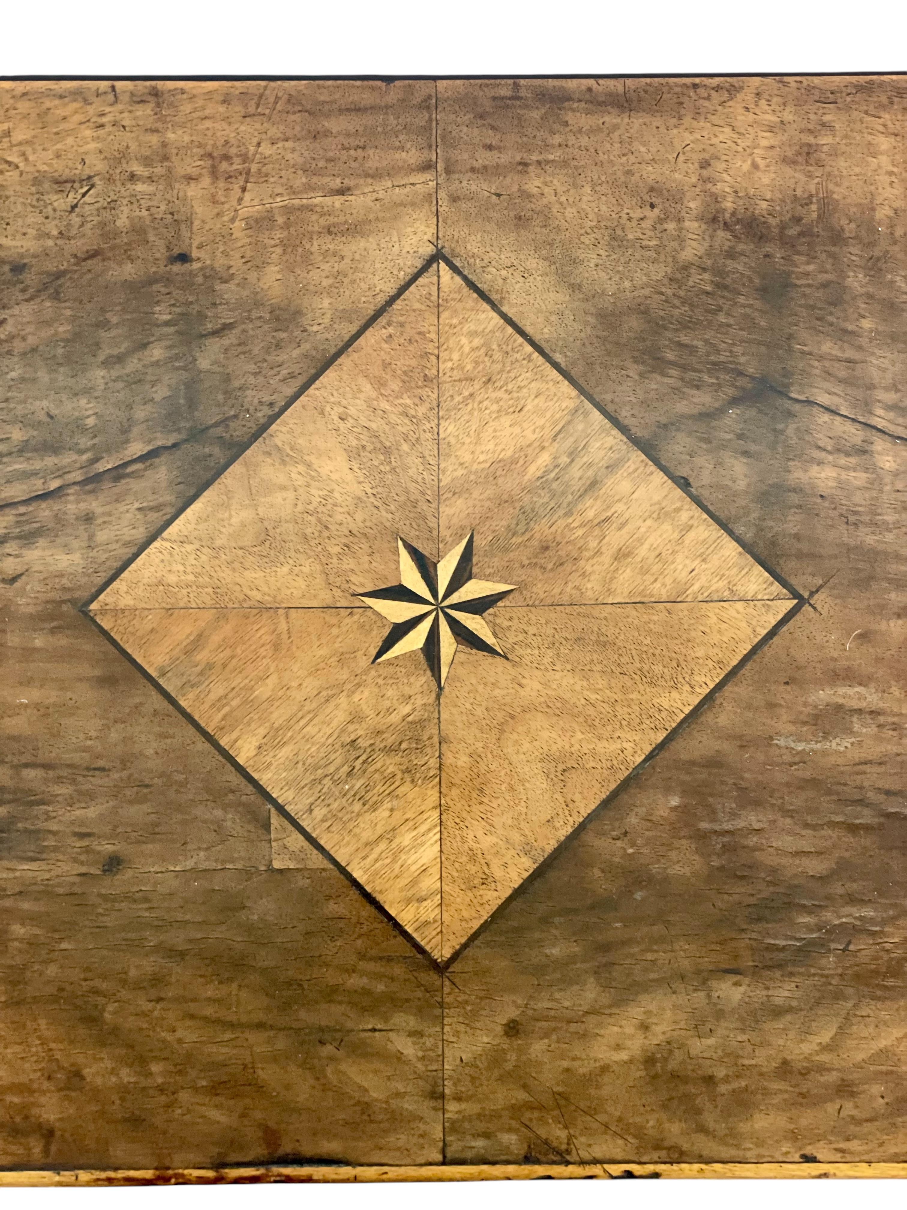 Walnut 19th Century Marquetry Fold-Over Game Table For Sale