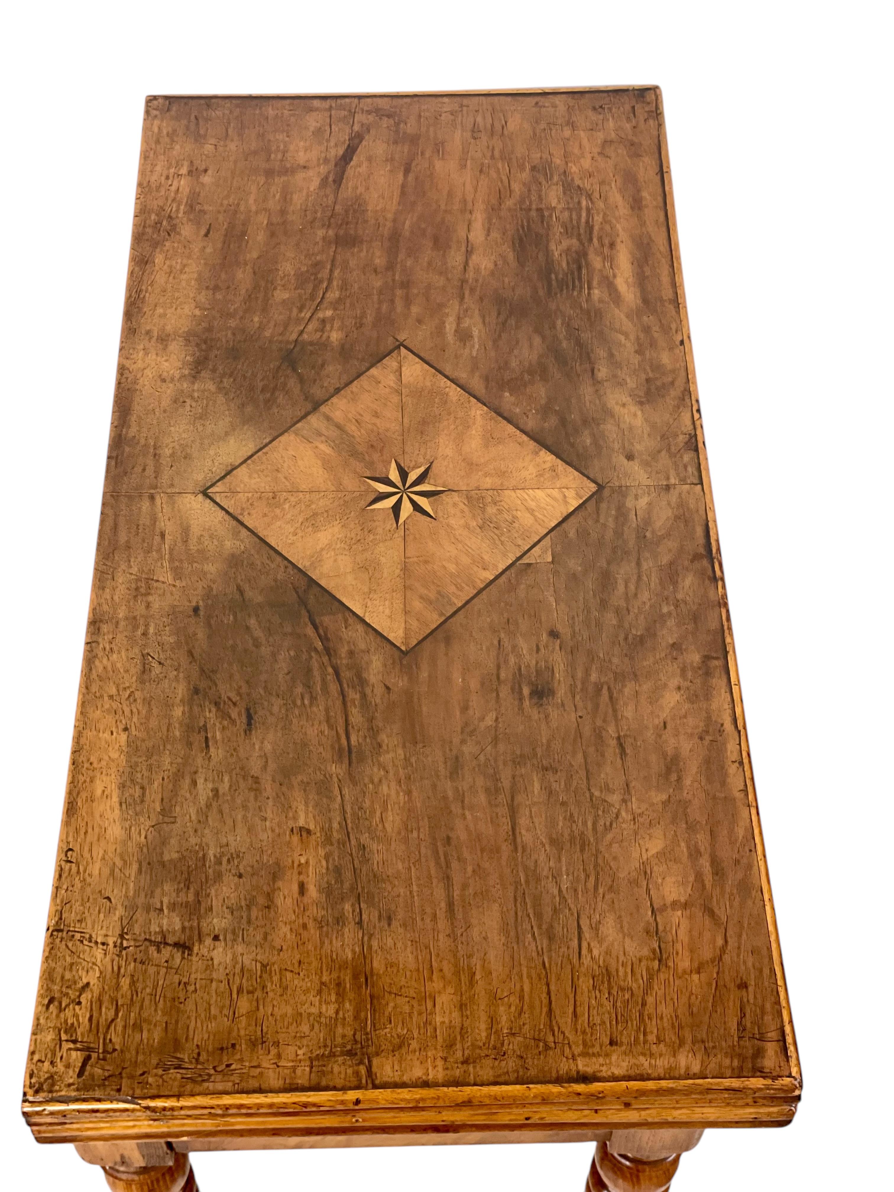 19th Century Marquetry Fold-Over Game Table For Sale 1
