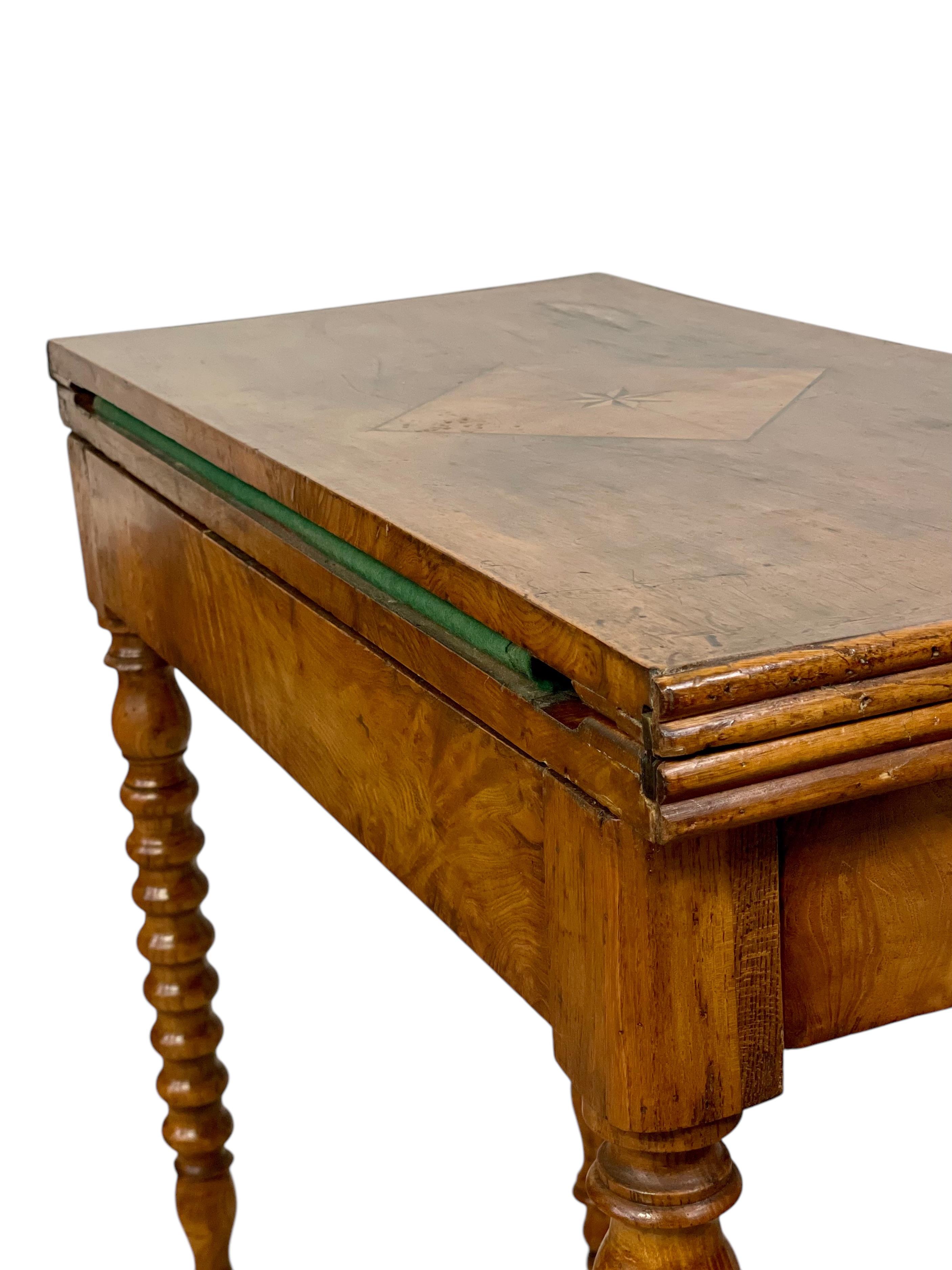19th Century Marquetry Fold-Over Game Table For Sale 3
