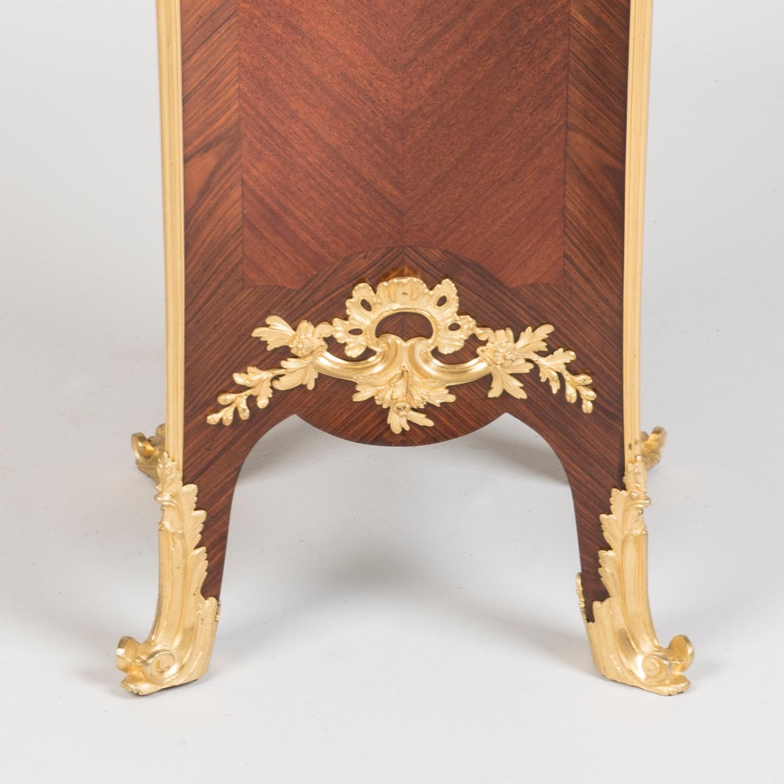 Ormolu 19th Century Marquetry Inlaid Bombé Pedestal in the Louis XV Style by Millet For Sale