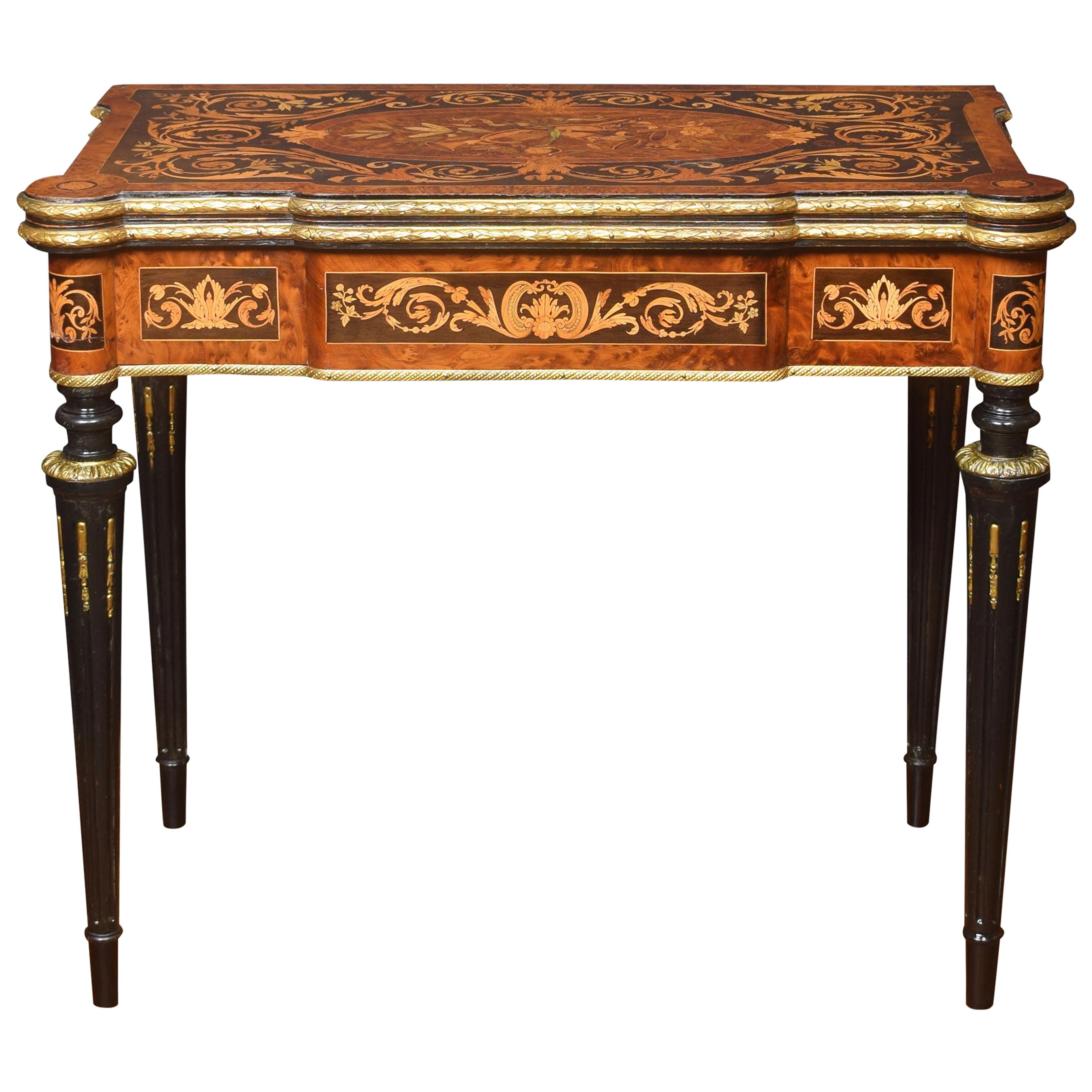 19th Century Marquetry Inlaid Card Table